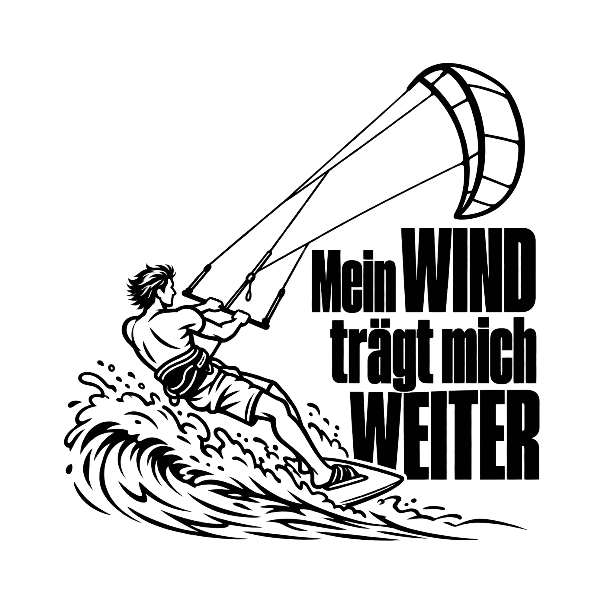 Bügelbild Mein WIND trägt mich WEITER als Grafik auf weißem Hintergrund (BB014580)