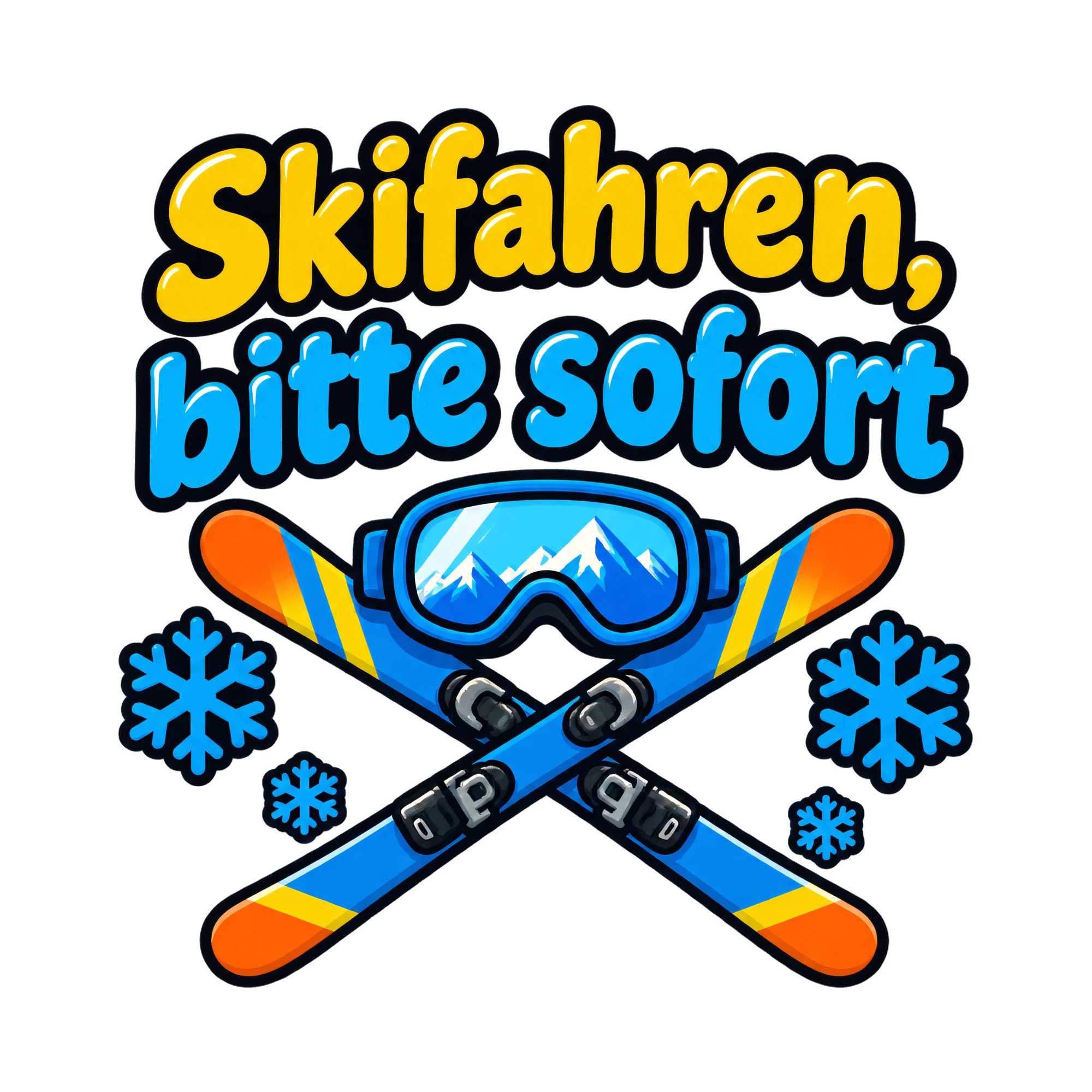 Bügelbild Skifahren, bitte sofort als Grafik auf weißem Hintergrund (BB018460)