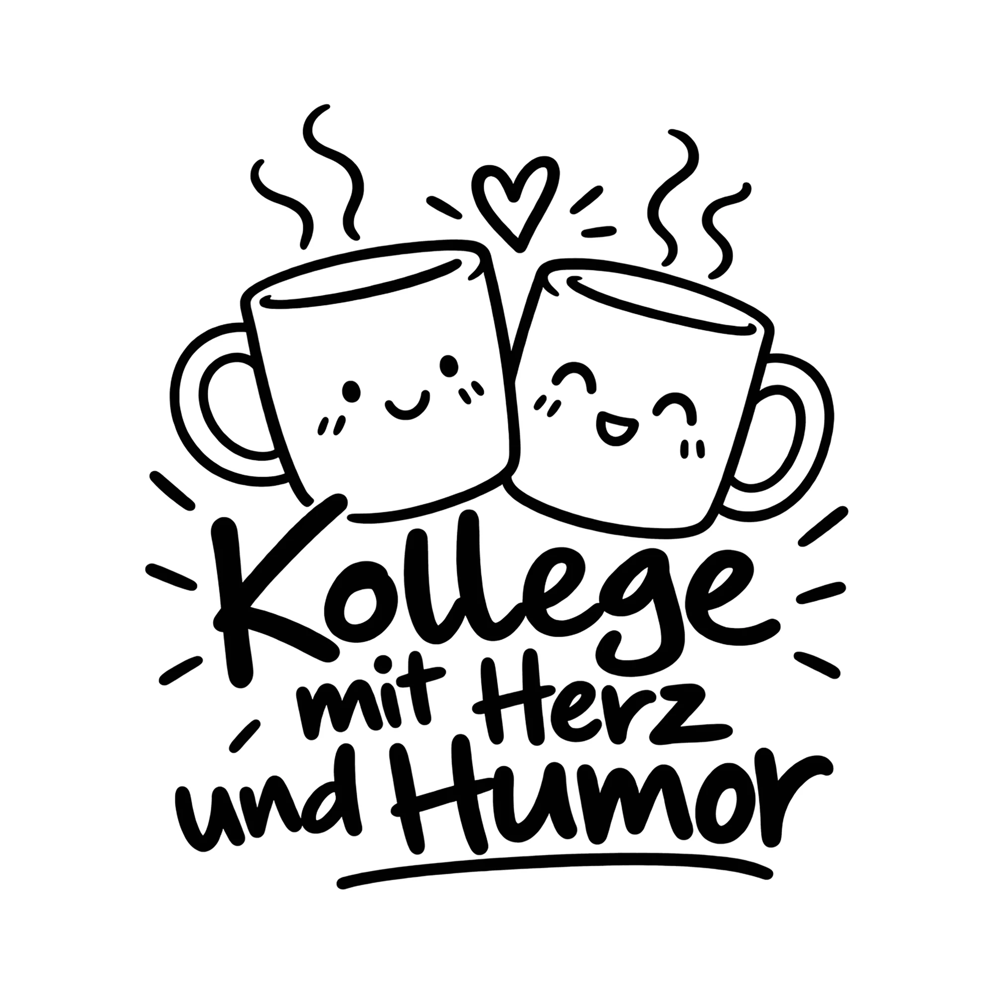 Bügelbild Kollege mit Herz und Humor als Grafik auf weißem Hintergrund (BB012286)
