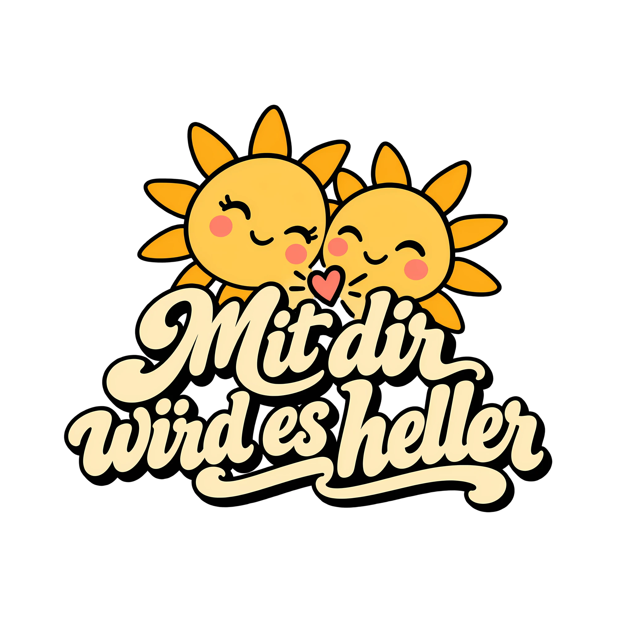 Bügelbild Mit dir wird es heller als Grafik auf weißem Hintergrund (BB014351)