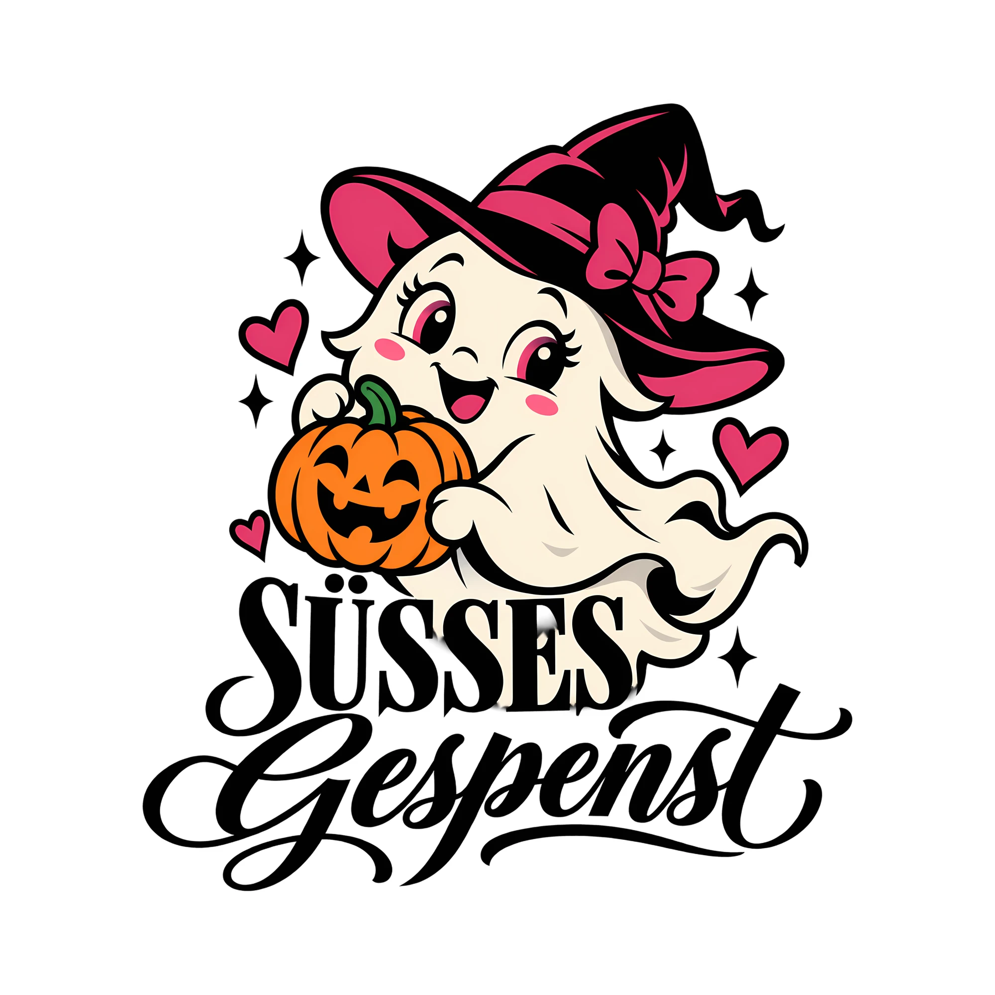 Bügelbild Süßes Gespenst als Grafik auf weißem Hintergrund (BB012621)