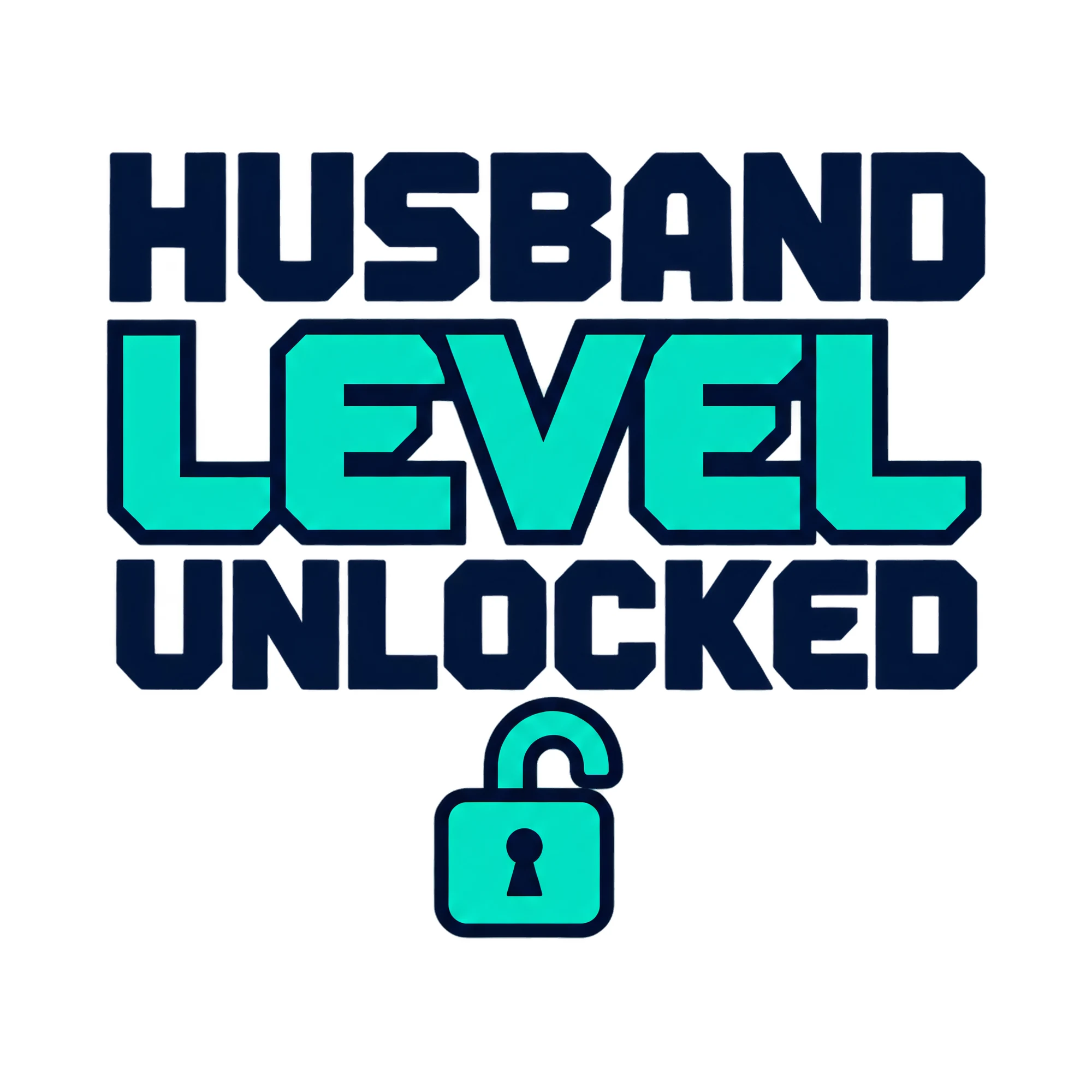 Bügelbild Husband Level Unlocked, Familienshirt Spruch als Grafik auf weißem Hintergrund (BB017865)