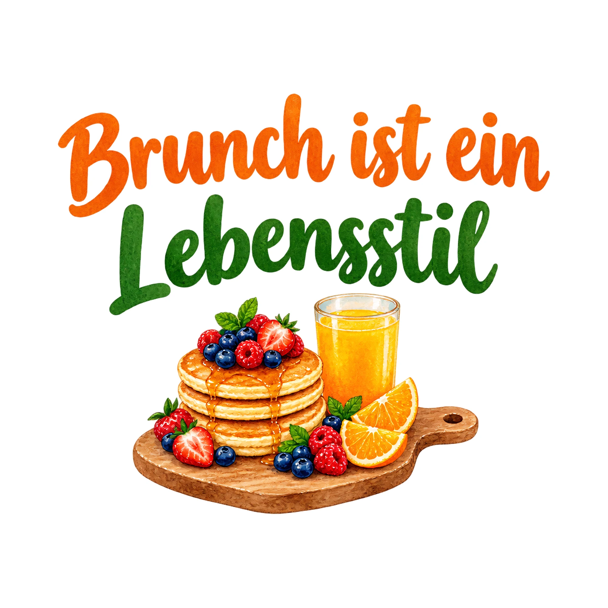 Bügelbild Brunch ist ein Lebensstil als Grafik auf weißem Hintergrund (BB018486)