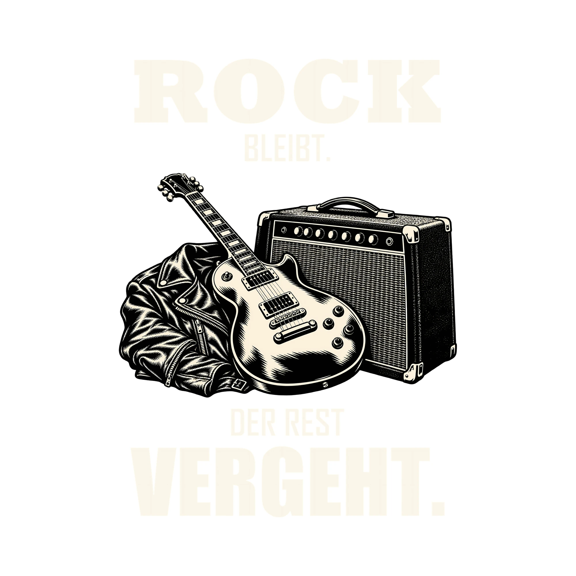 Bügelbild ROCK BLEIBT. DER REST VERGEHT. als Grafik auf weißem Hintergrund (BB012790)