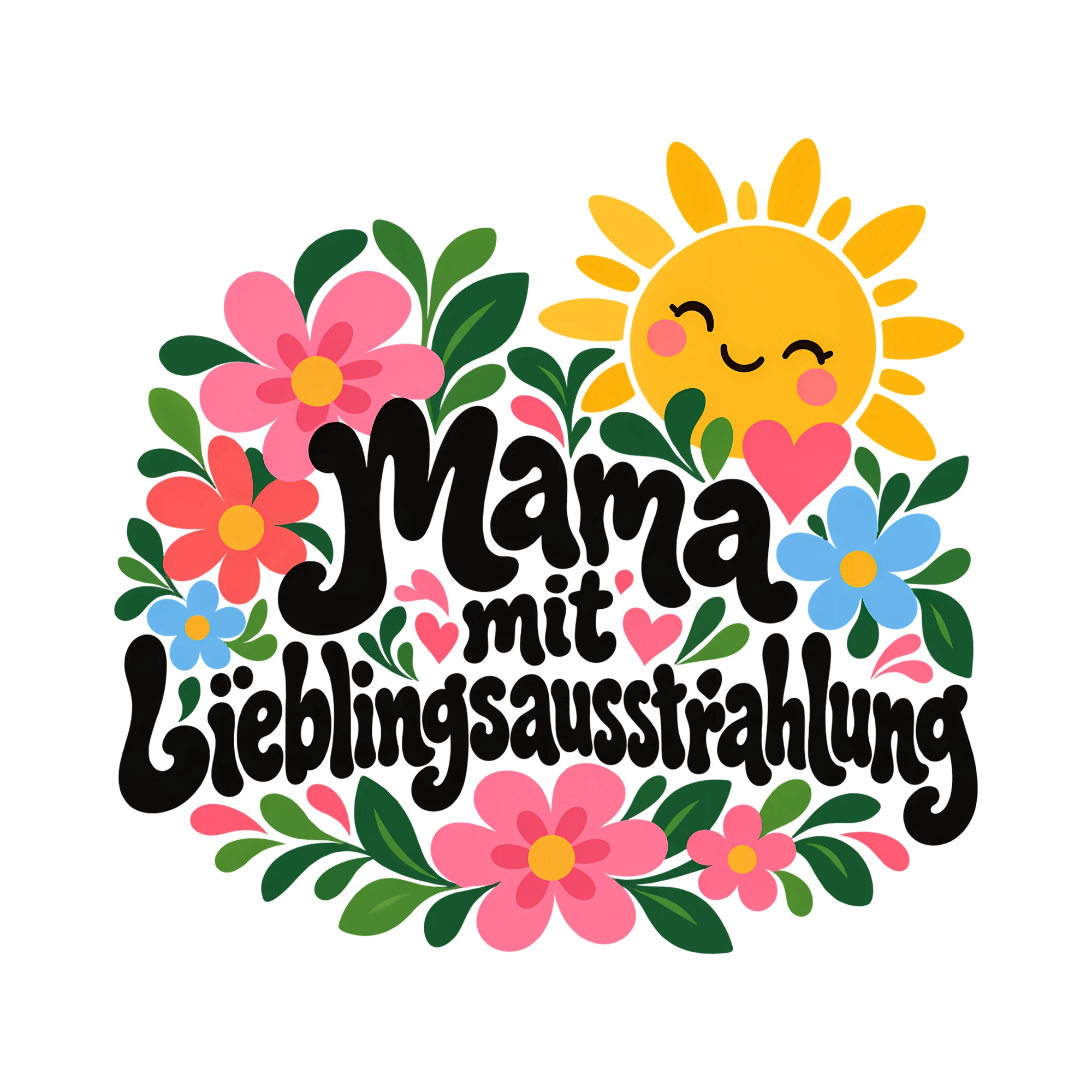 Bügelbild Mama mit Lieblingsausstrahlung als Grafik auf weißem Hintergrund (BB012448)