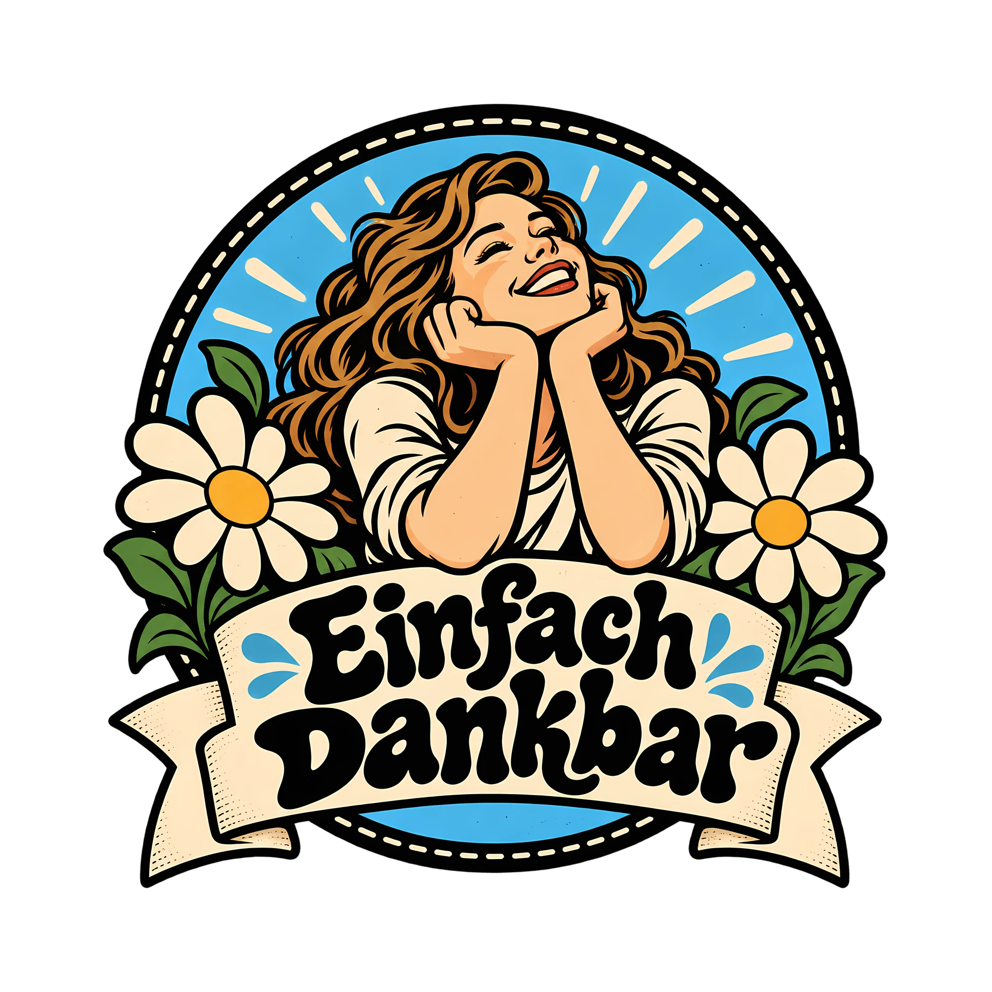 Bügelbild Einfach dankbar als Grafik auf weißem Hintergrund (BB013633)