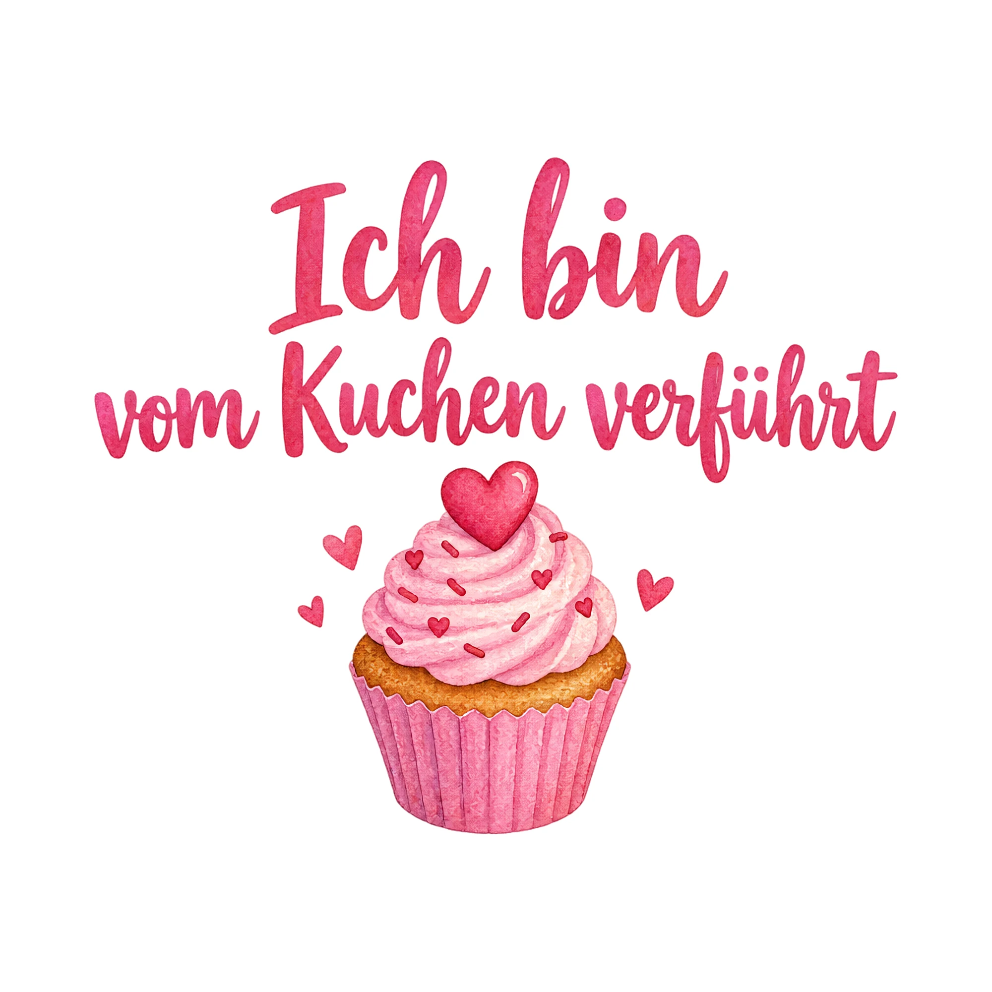 Bügelbild Ich bin vom Kuchen verführt als Grafik auf weißem Hintergrund (BB019617)