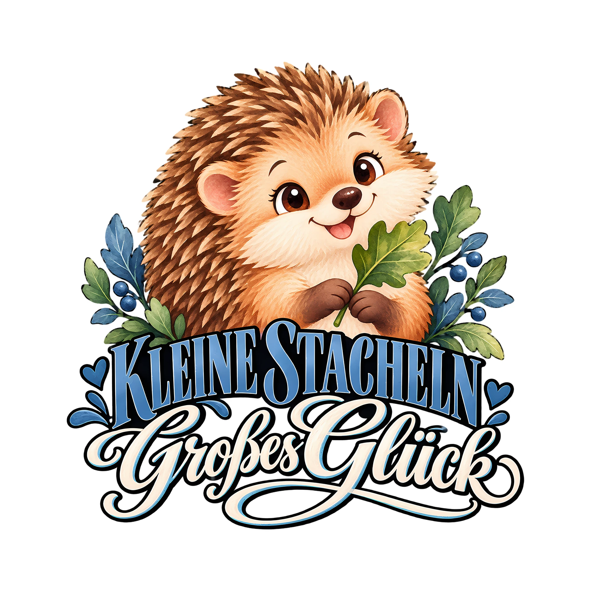 Bügelbild Kleine Stacheln Großes Glück als Grafik auf weißem Hintergrund (BB012871)