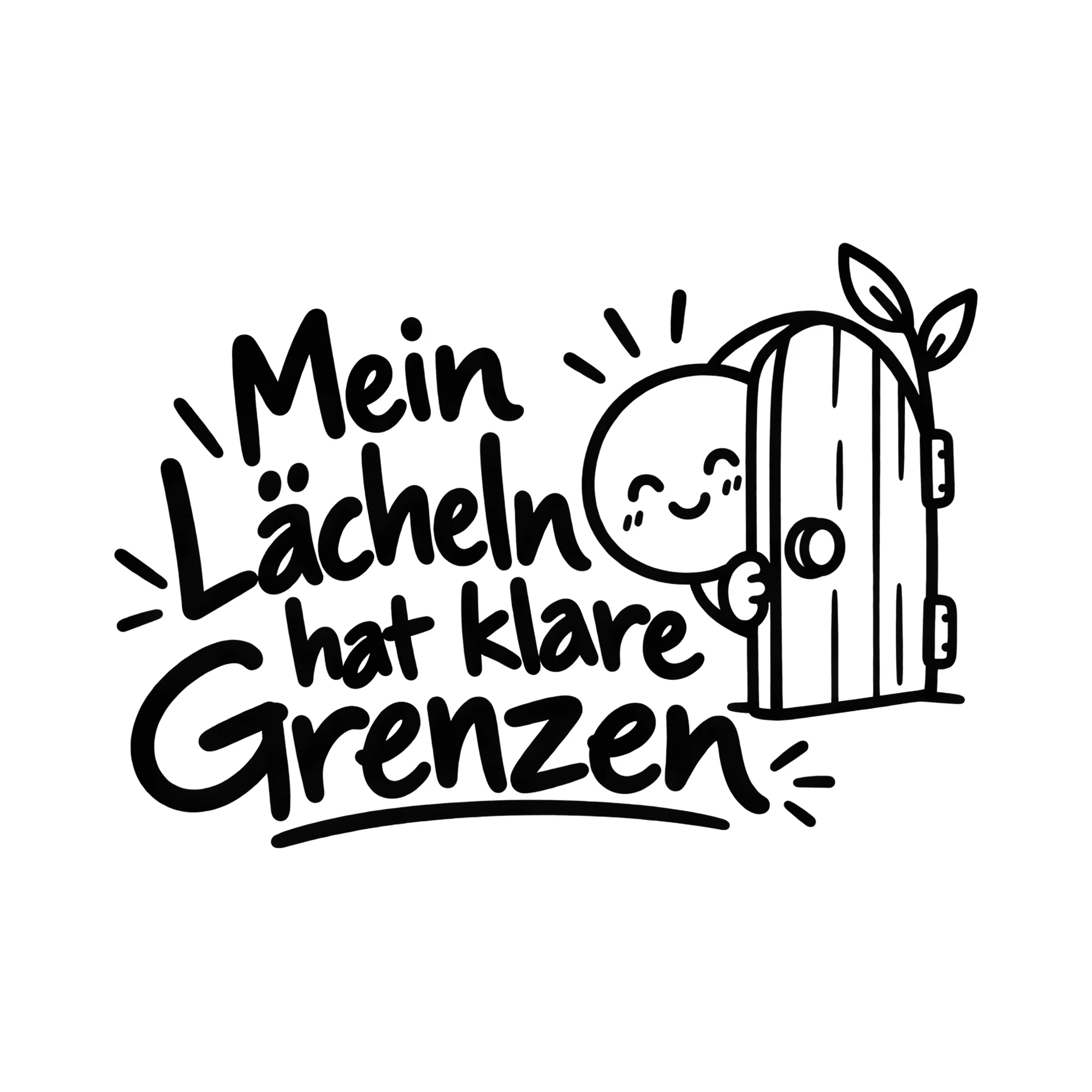 Bügelbild Mein Lächeln hat klare Grenzen als Grafik auf weißem Hintergrund (BB014577)