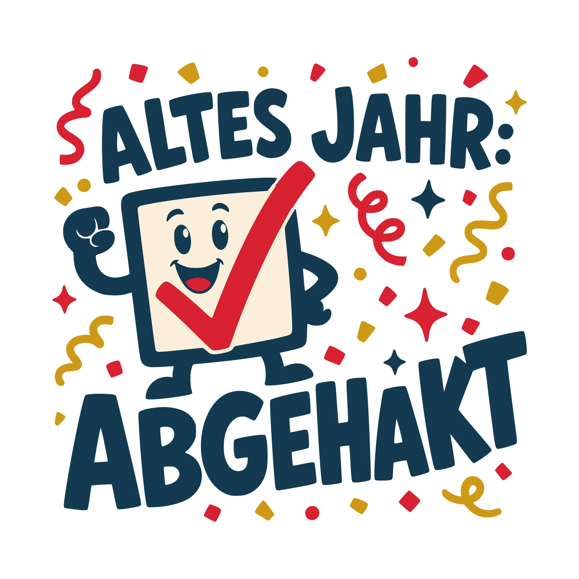 Bügelbild Altes Jahr: abgehakt als Grafik auf weißem Hintergrund (BB010433)