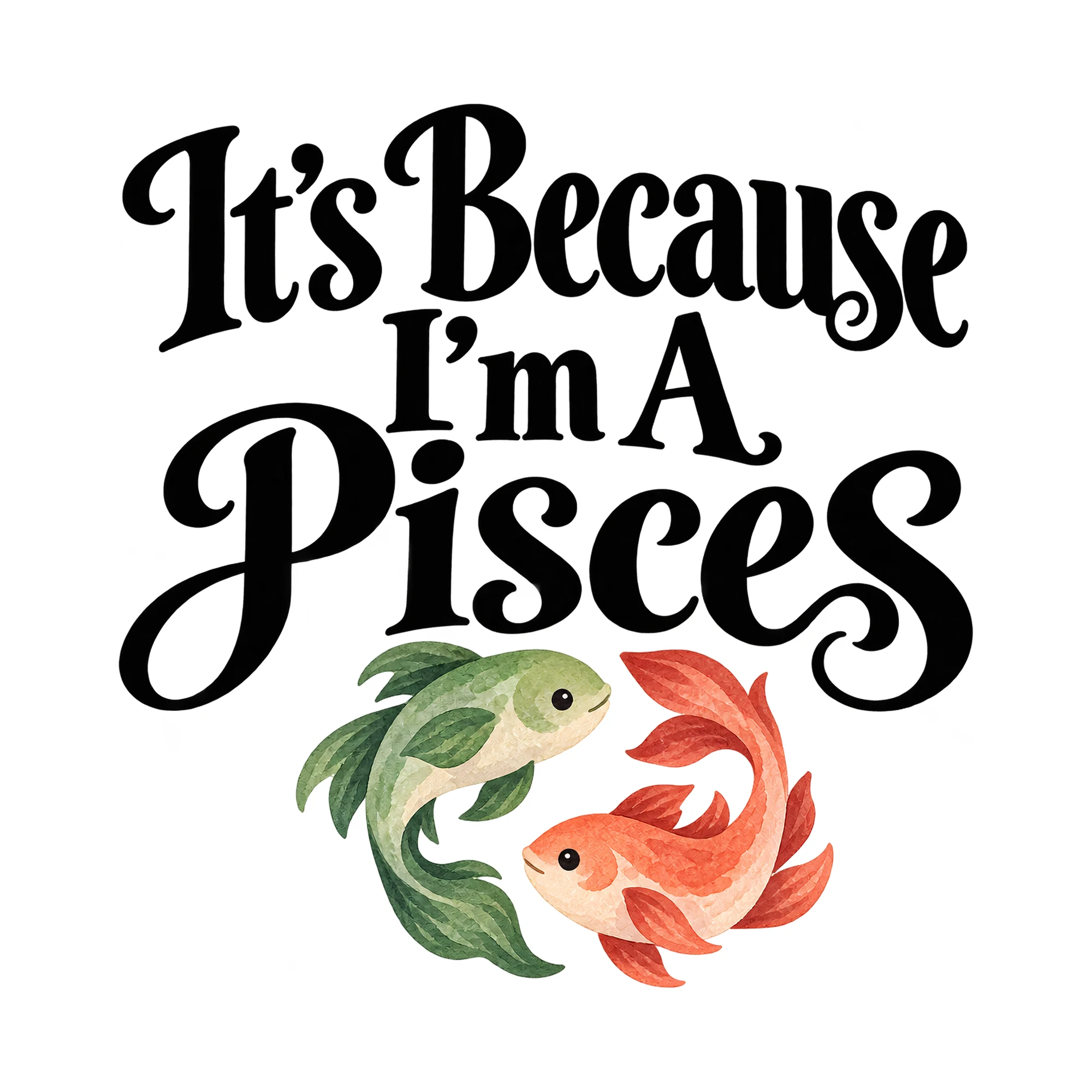 Bügelbild It's Because I'm A Pisces, Lustiger Shirt Spruch als Grafik auf weißem Hintergrund (BB015908)
