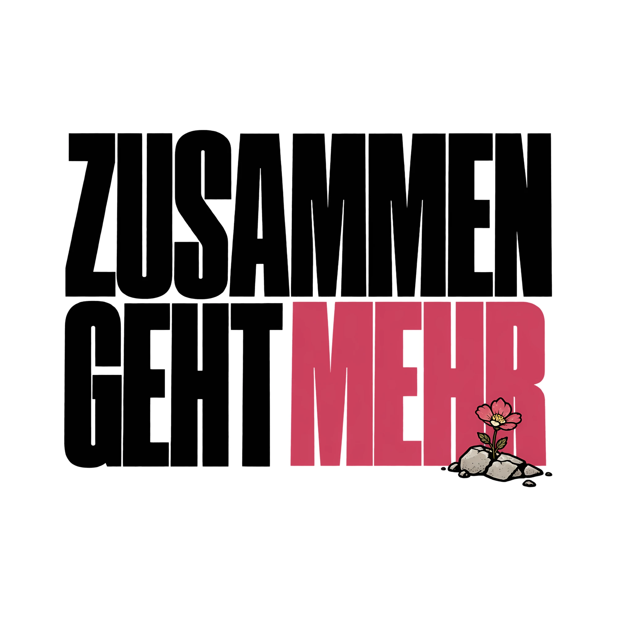 Bügelbild Zusammen geht mehr als Grafik auf weißem Hintergrund (BB014116)