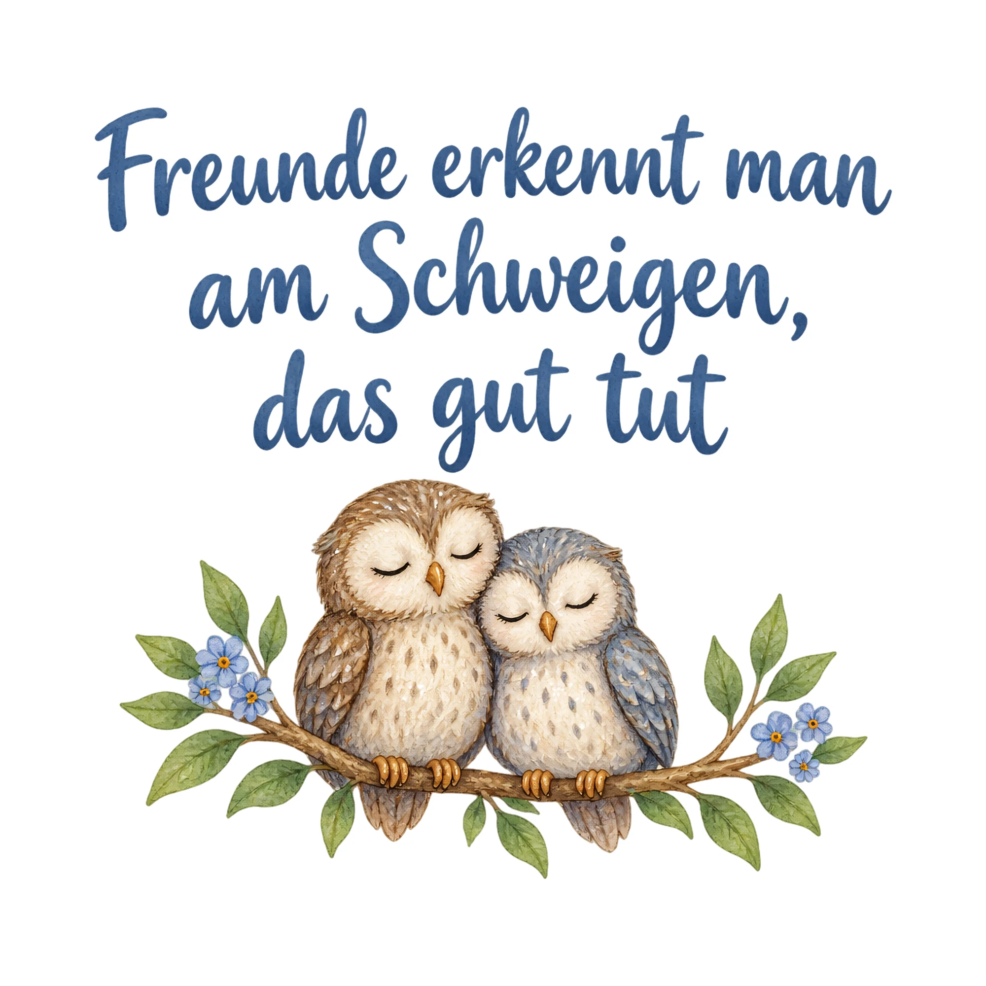 Bügelbild Freunde erkennt man am Schweigen, das gut tut als Grafik auf weißem Hintergrund (BB019115)