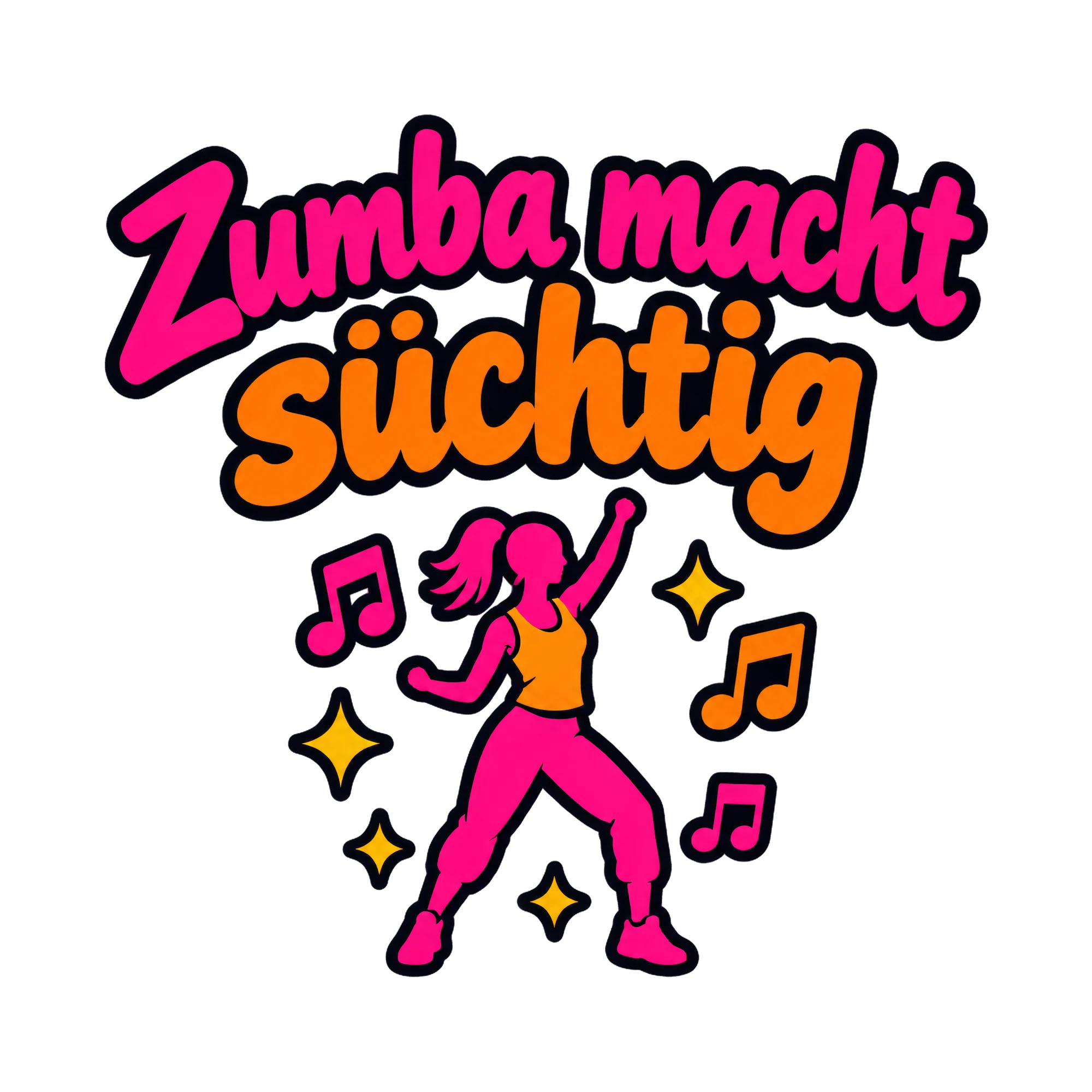Bügelbild Zumba macht süchtig als Grafik auf weißem Hintergrund (BB018471)