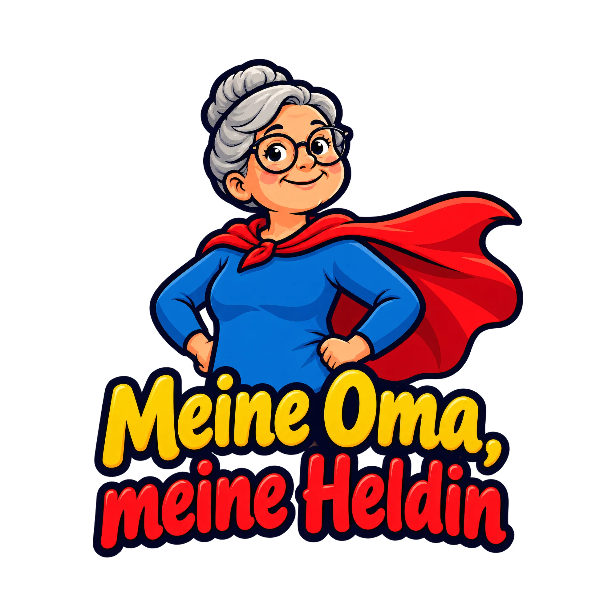 Bügelbild Meine Oma, meine Heldin als Grafik auf weißem Hintergrund (BB019262)