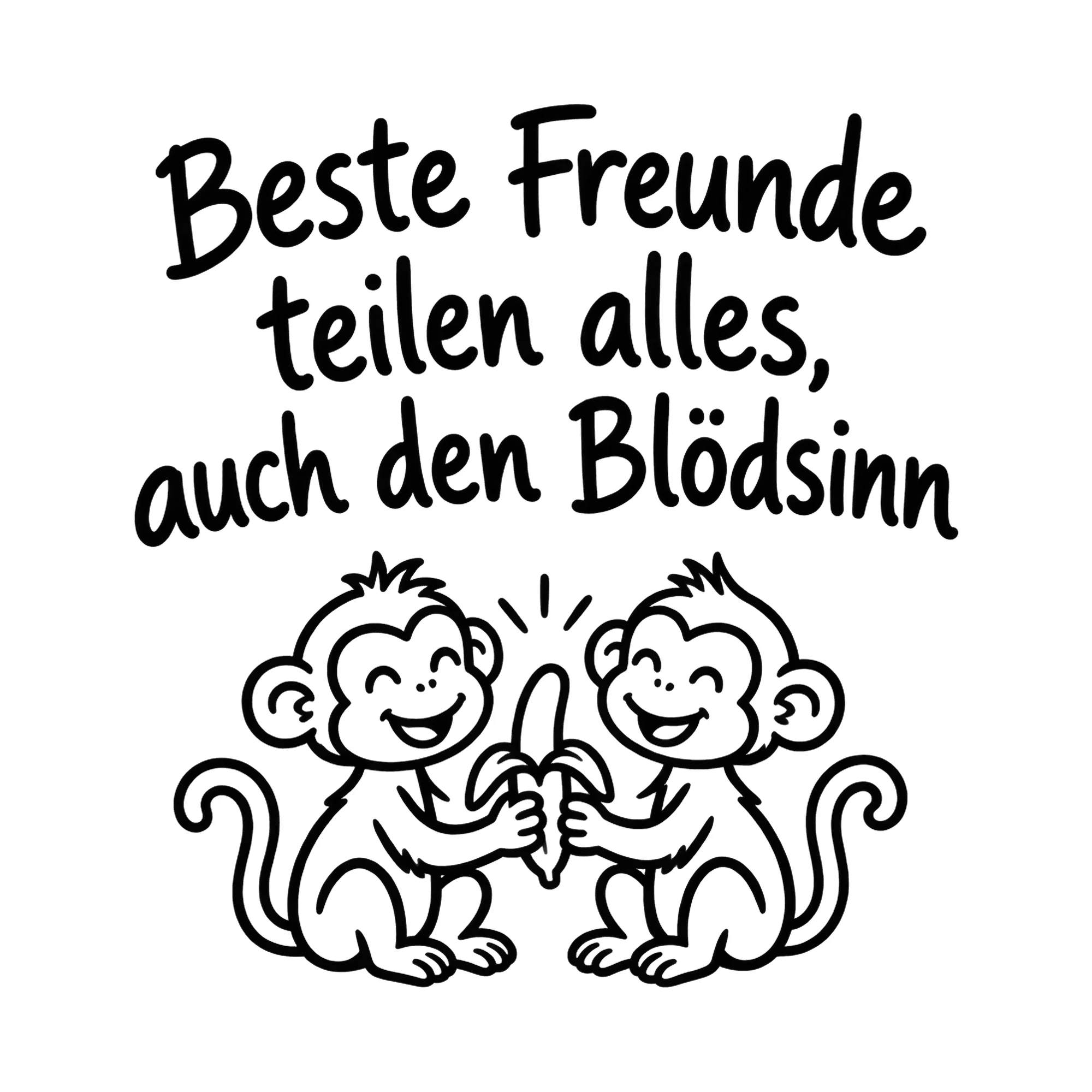 Bügelbild Beste Freunde teilen alles, auch den Blödsinn als Grafik auf weißem Hintergrund (BB019102)
