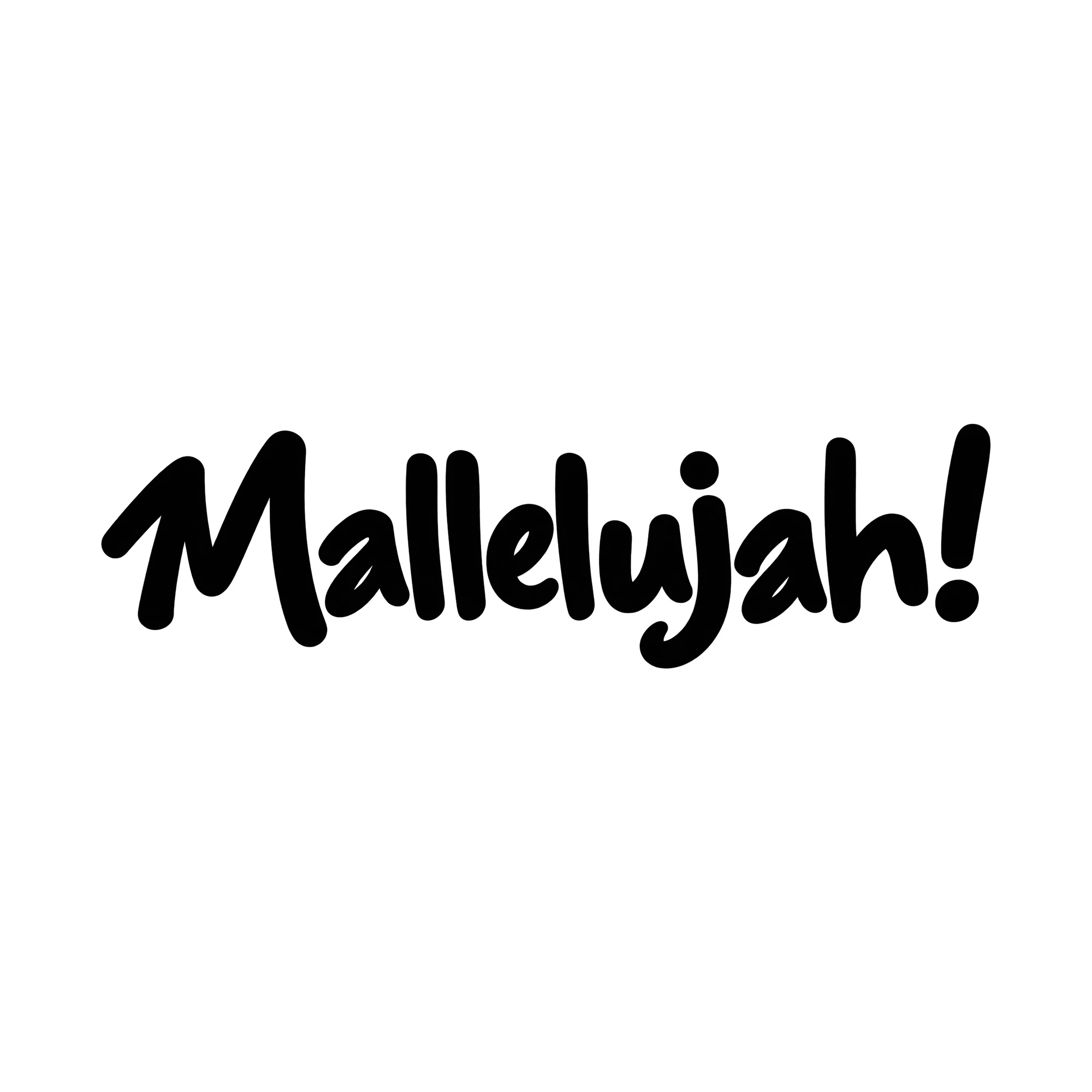 Bügelbild „Mallelujah!“, Party Shirt Spruch als Grafik auf weißem Hintergrund (BB015004)