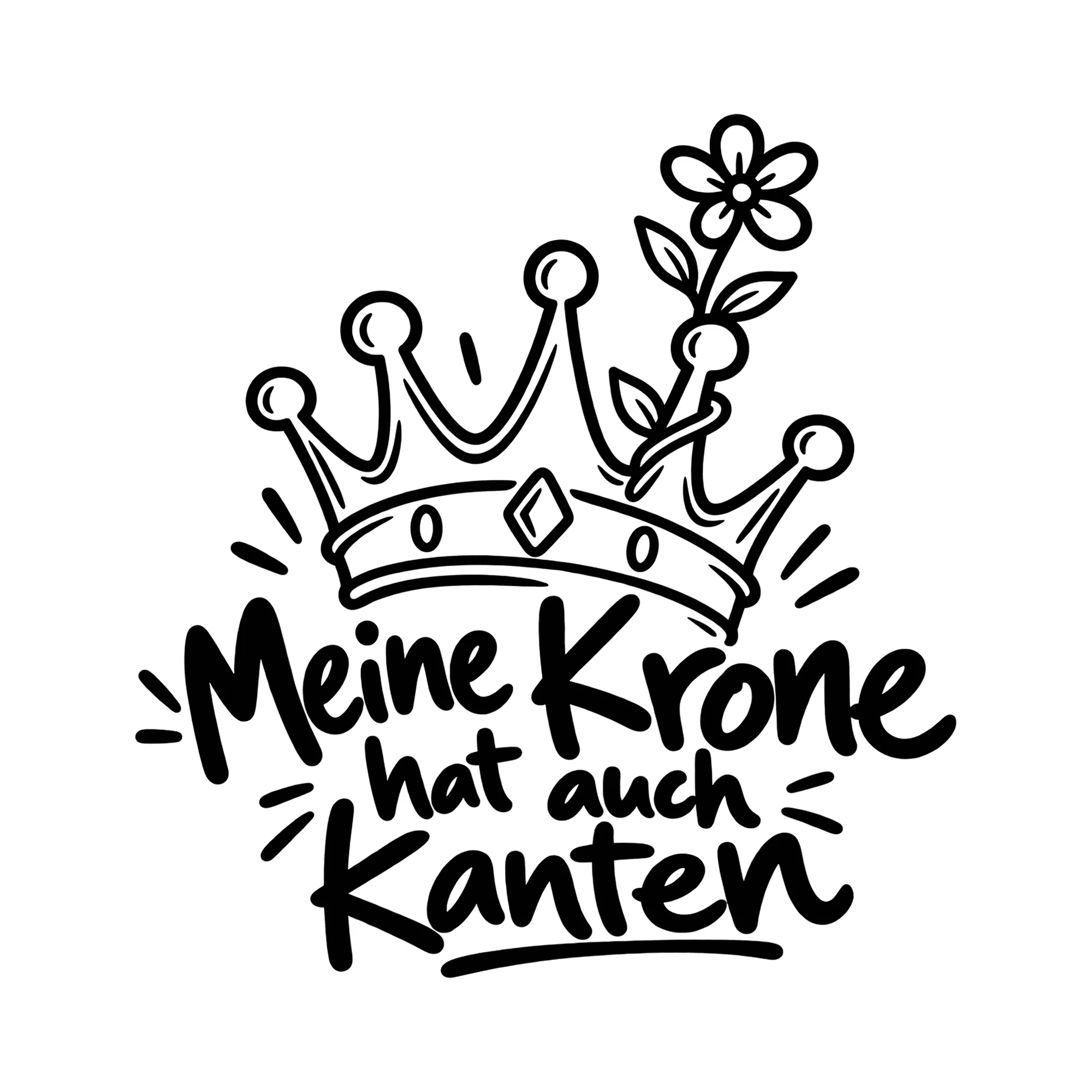 Bügelbild Meine Krone hat auch Kanten als Grafik auf weißem Hintergrund (BB014281)