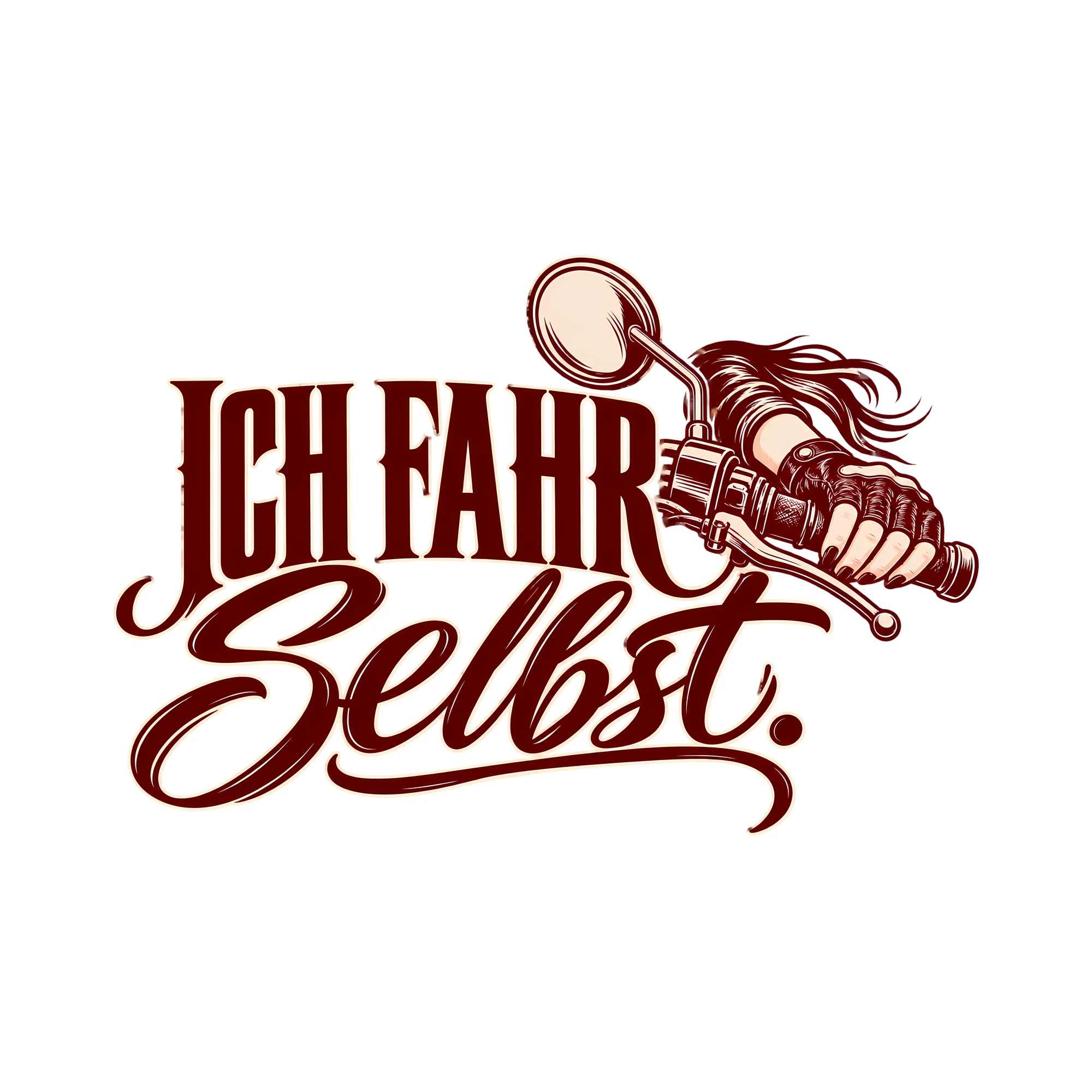 Bügelbild ICH FAHR SELBST. als Grafik auf weißem Hintergrund (BB013950)