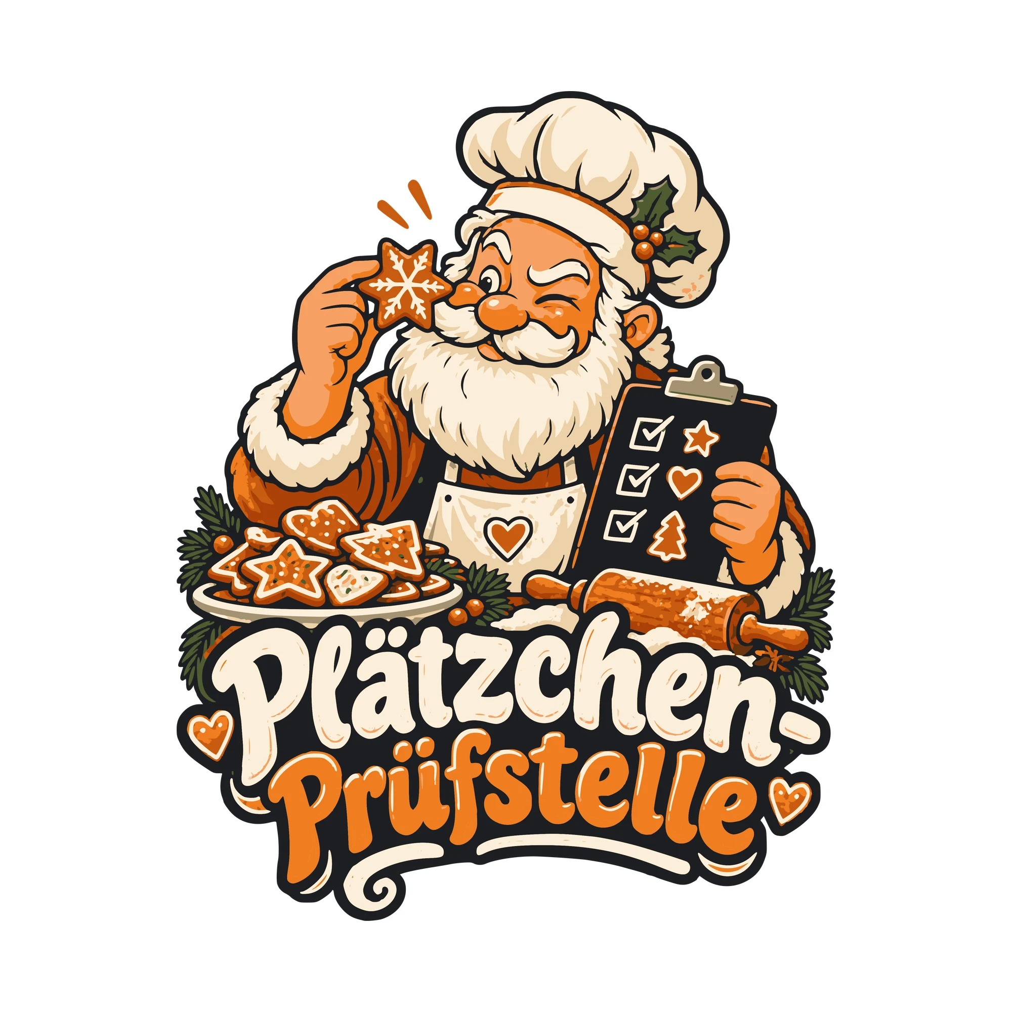 Bügelbild Plätzchen-Prüfstelle als Grafik auf weißem Hintergrund (BB011175)