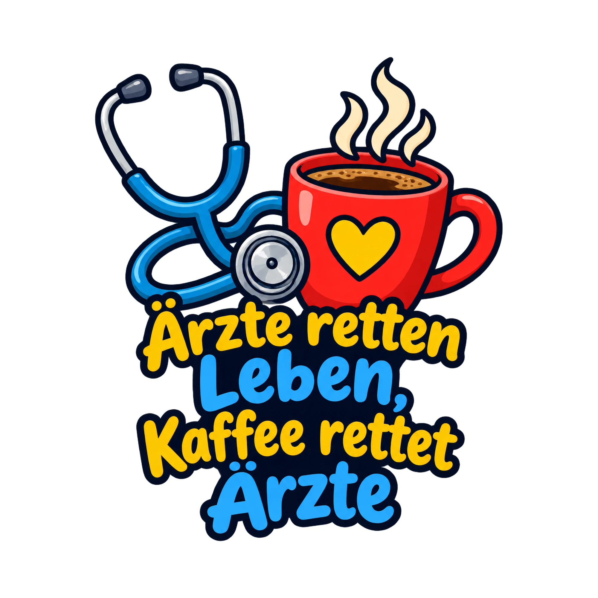 Bügelbild Ärzte retten Leben, Kaffee rettet Ärzte, Beruf Shirt Spruch als Grafik auf weißem Hintergrund (BB016650)