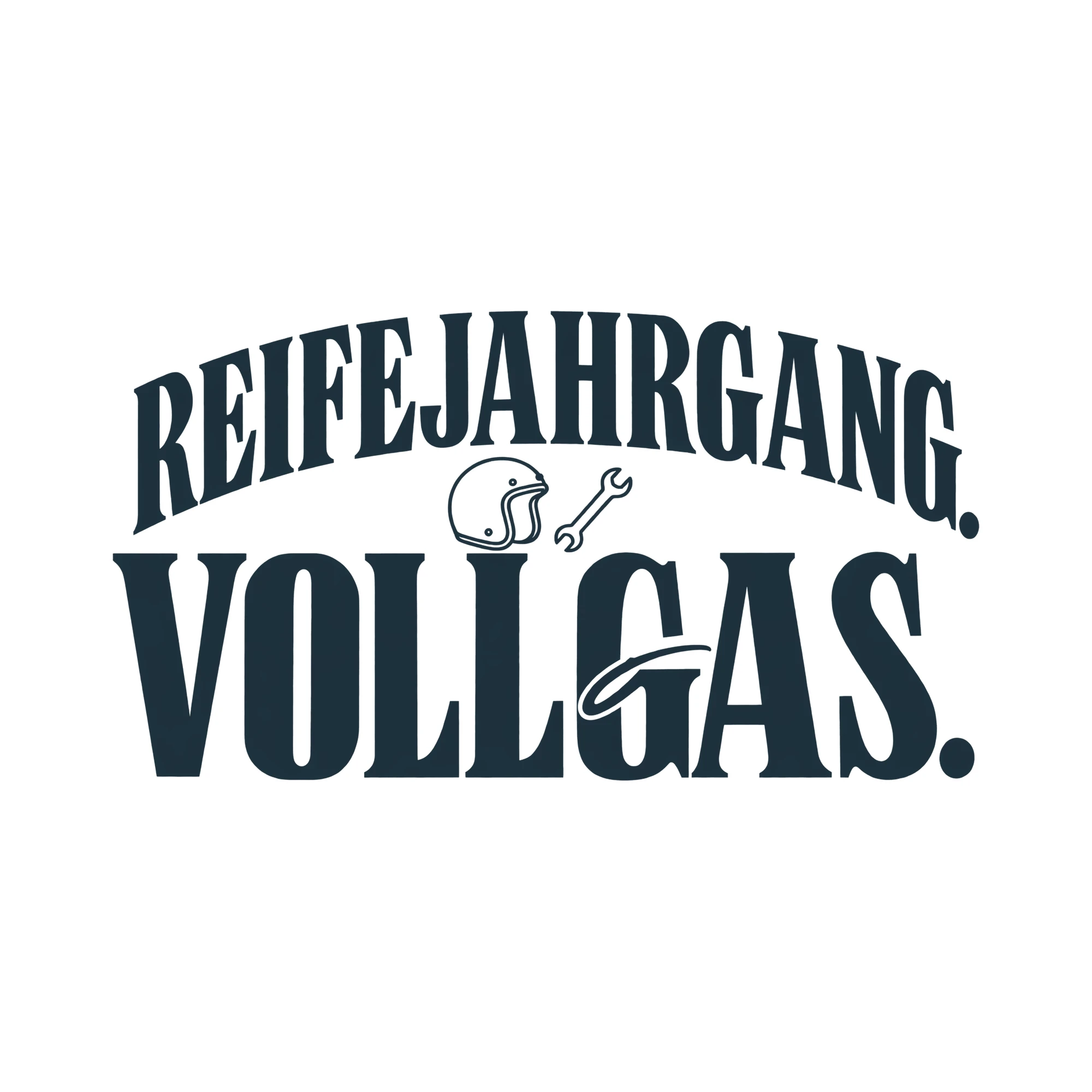 Bügelbild REIFEJAHRGANG. VOLLGAS. als Grafik auf weißem Hintergrund (BB012548)