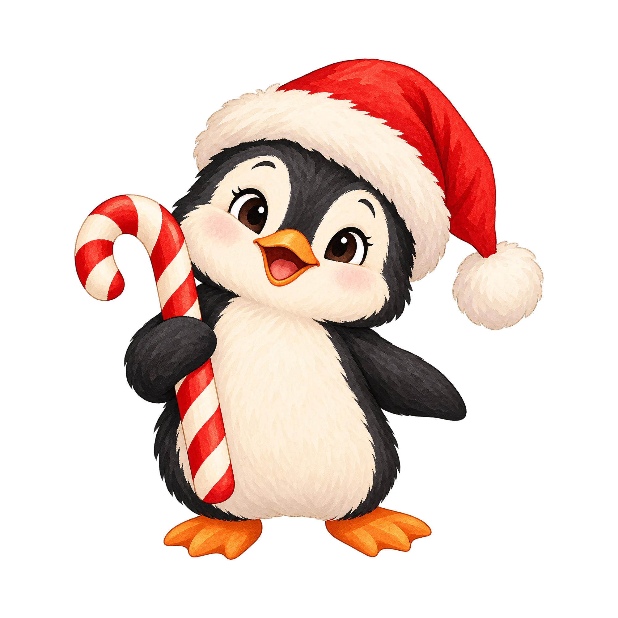 Bügelbild Santa Pinguin, Weihnachten Shirt Motiv als Grafik auf weißem Hintergrund (BB014826)