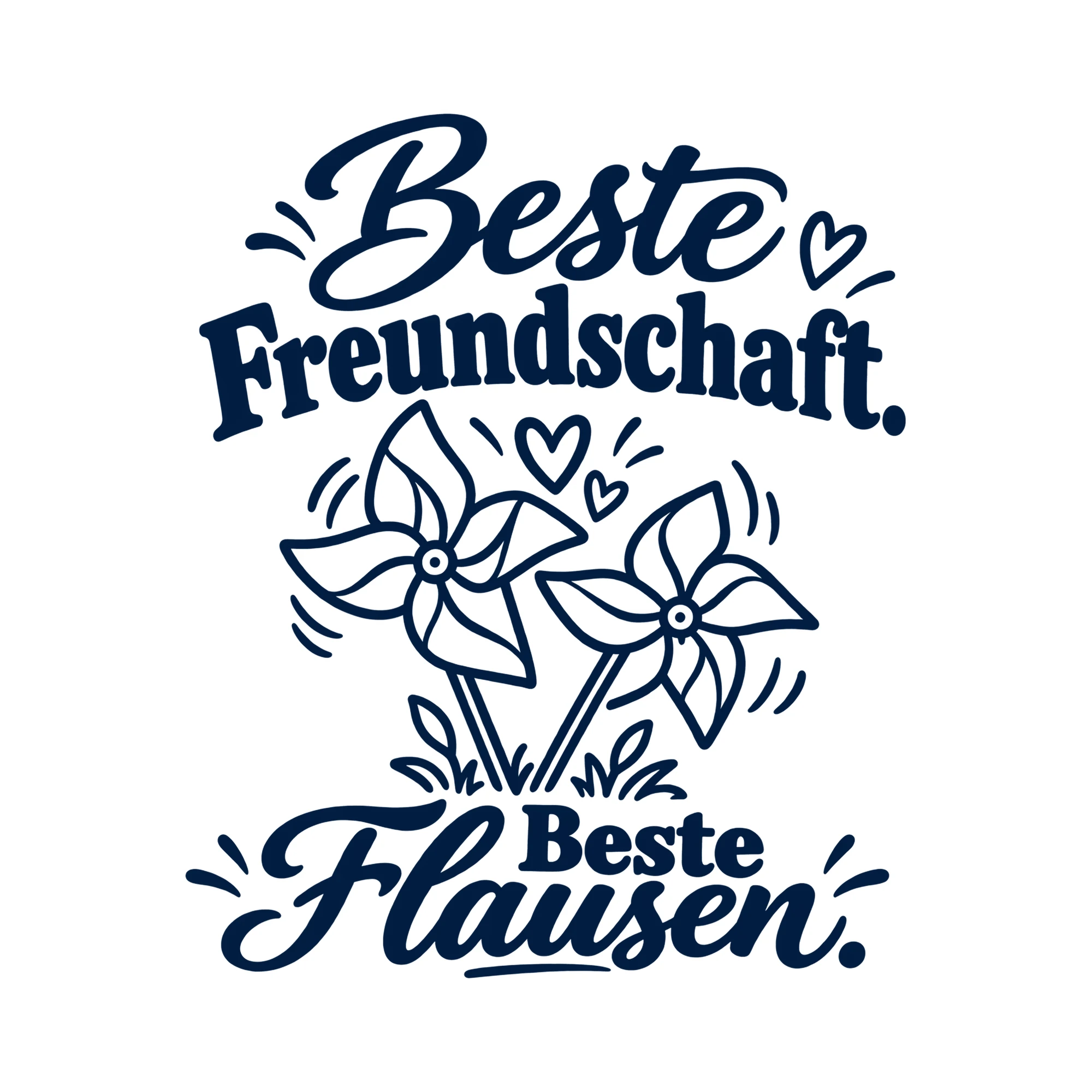 Bügelbild Beste Freundschaft. Beste Flausen. als Grafik auf weißem Hintergrund (BB012277)