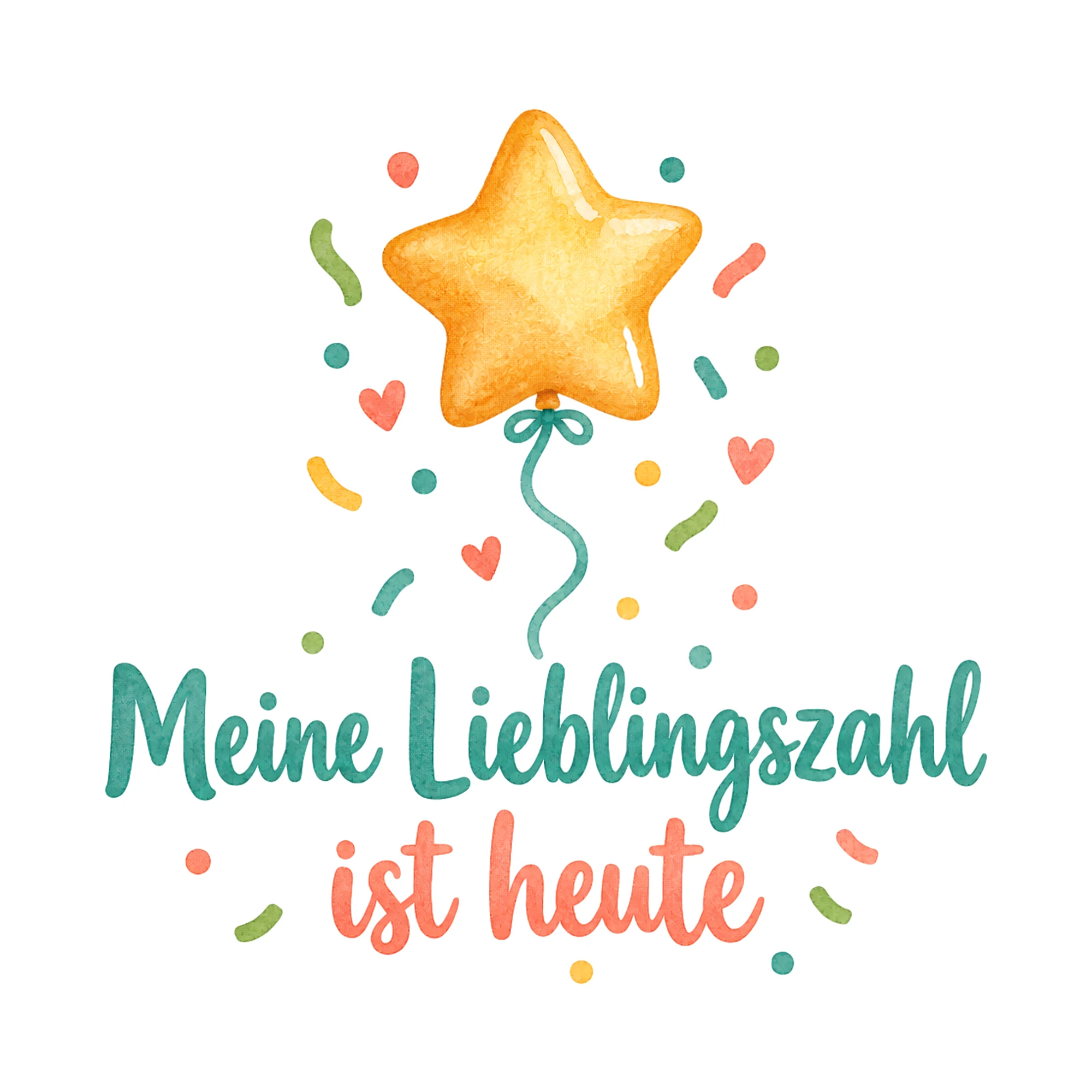 Bügelbild Meine Lieblingszahl ist heute als Grafik auf weißem Hintergrund (BB020556)