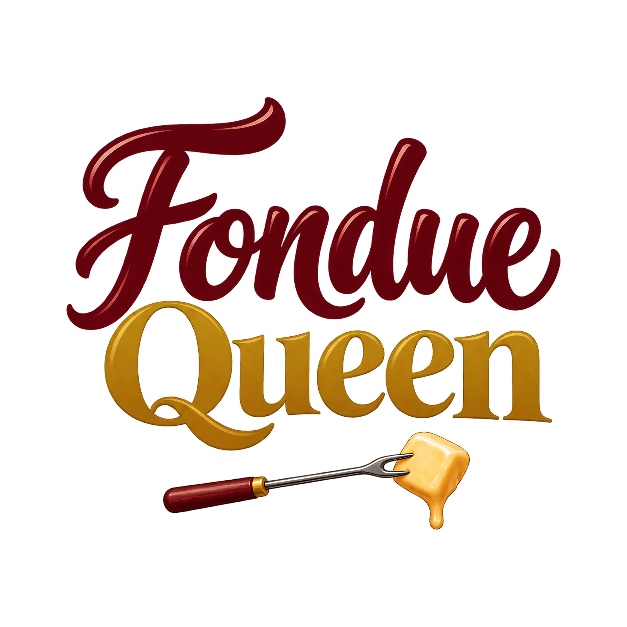 Bügelbild „Fondue Queen“ | Lustiger Shirt Spruch als Grafik auf weißem Hintergrund (BB016048)