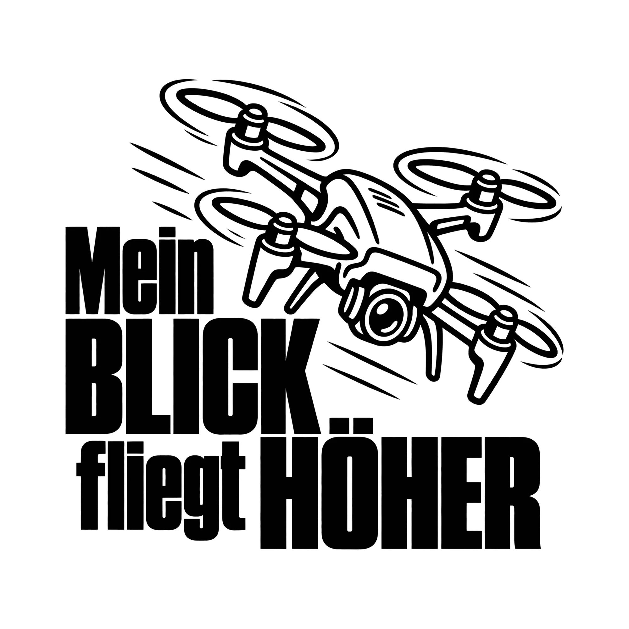 Bügelbild Mein Blick fliegt höher als Grafik auf weißem Hintergrund (BB014490)
