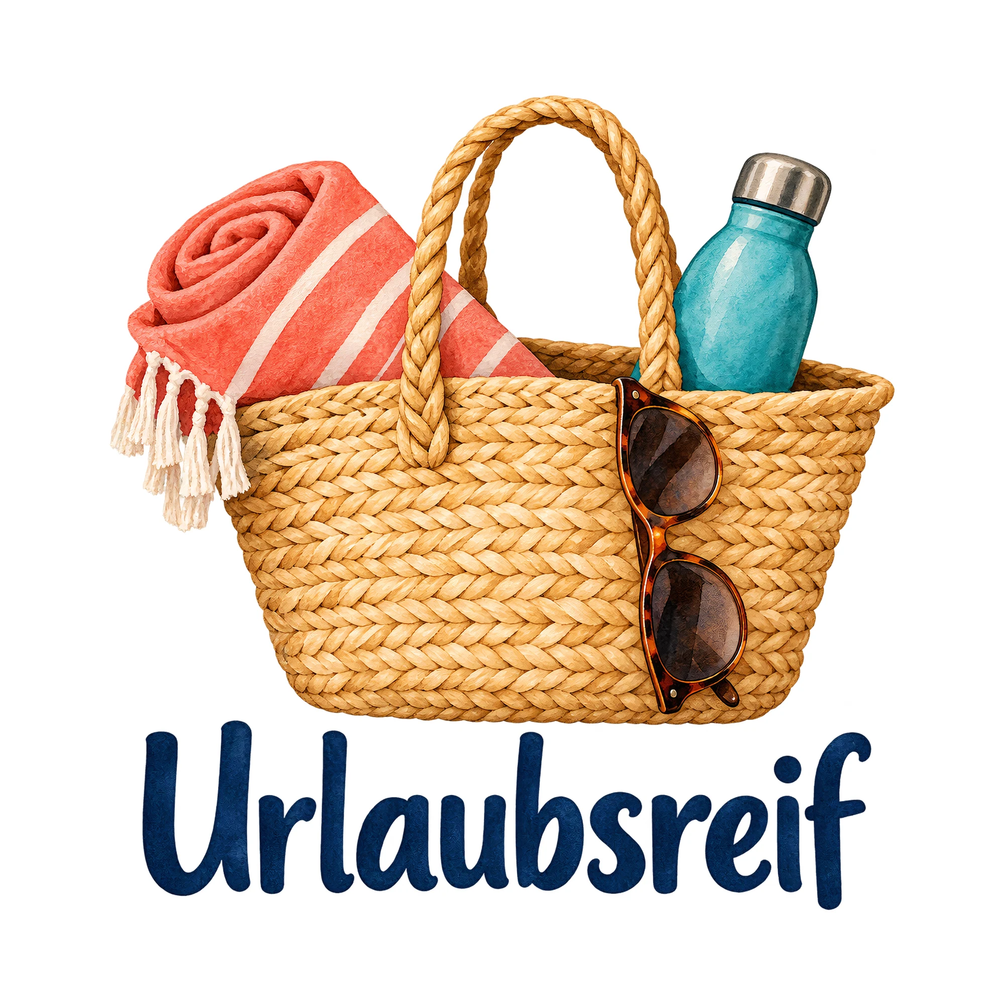 Bügelbild Urlaubsreif, Urlaub Shirt Spruch als Grafik auf weißem Hintergrund (BB015390)