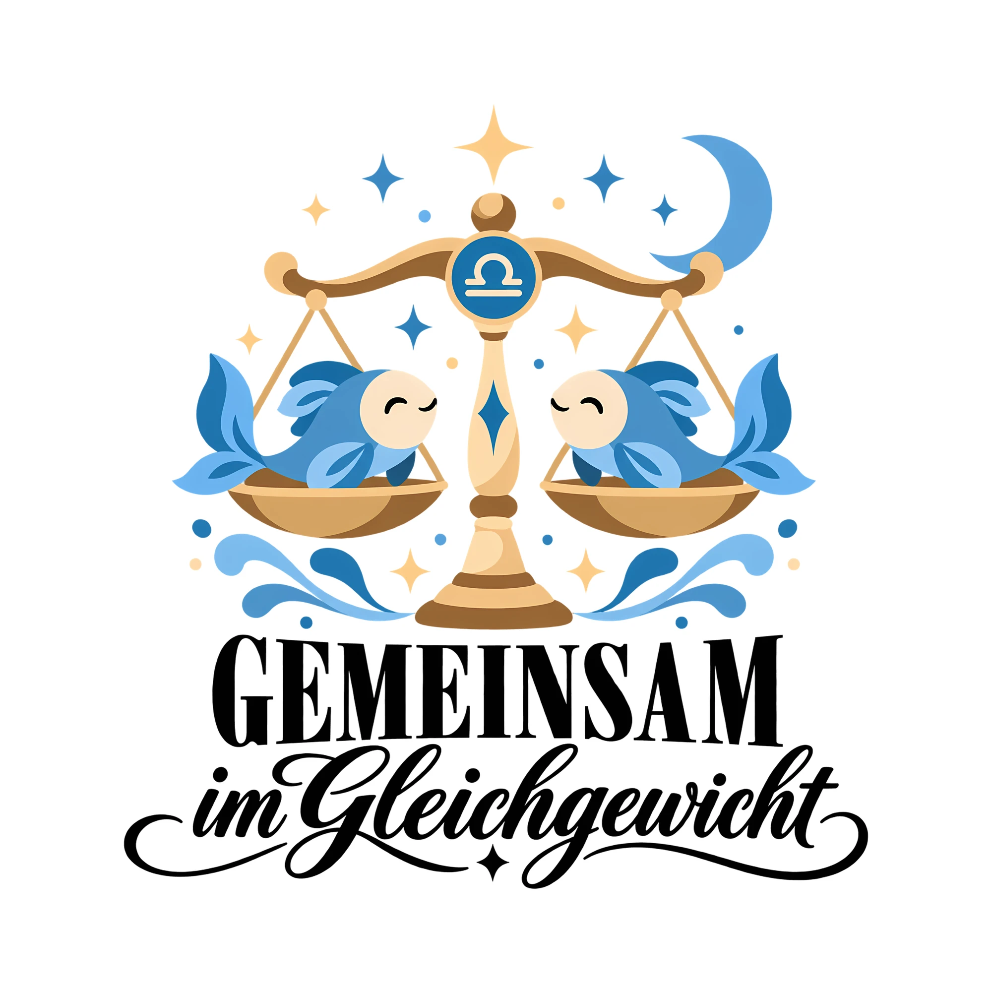 Bügelbild Gemeinsam im Gleichgewicht als Grafik auf weißem Hintergrund (BB014096)
