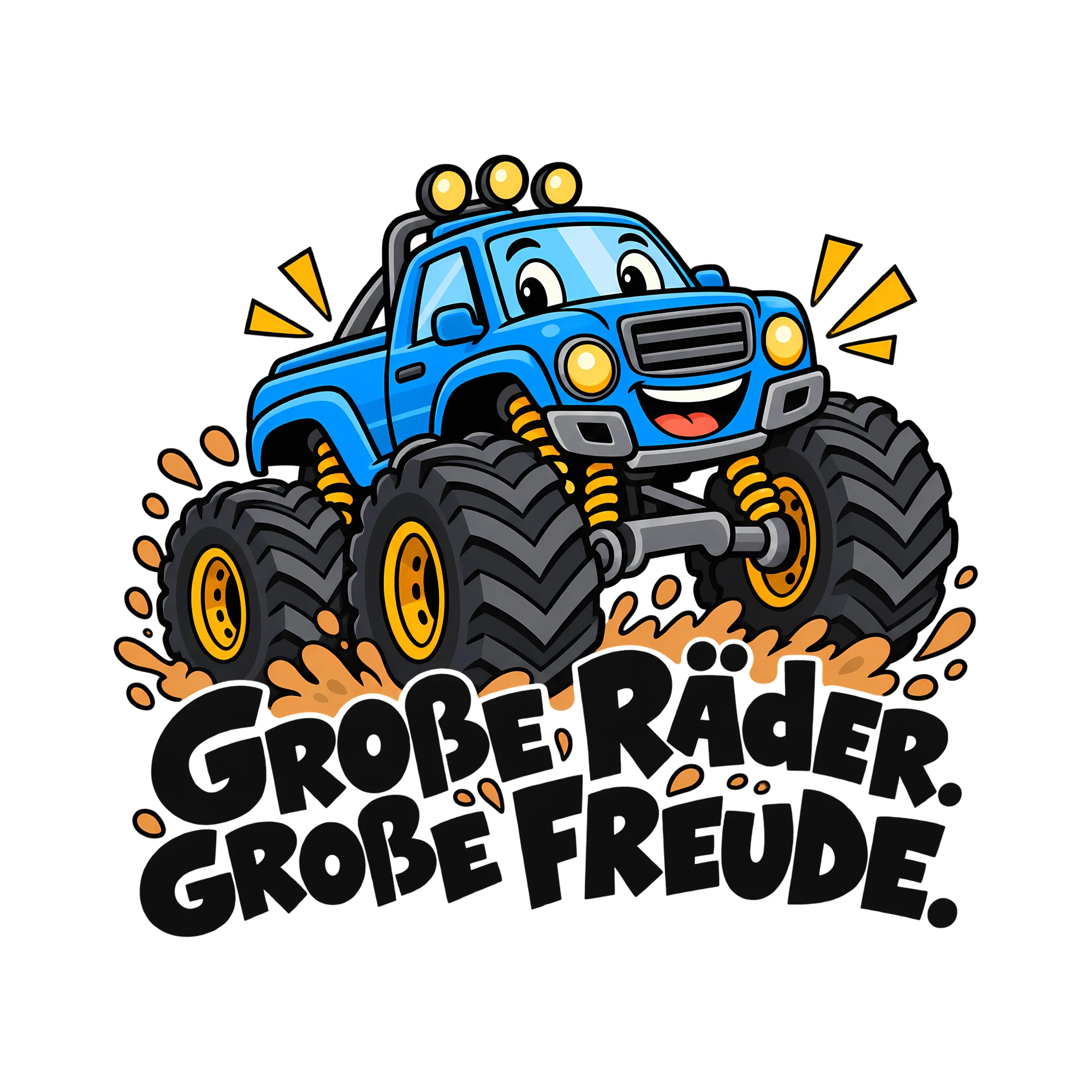 Bügelbild GROSSE RÄDER. GROSSE FREUDE. als Grafik auf weißem Hintergrund (BB011650)