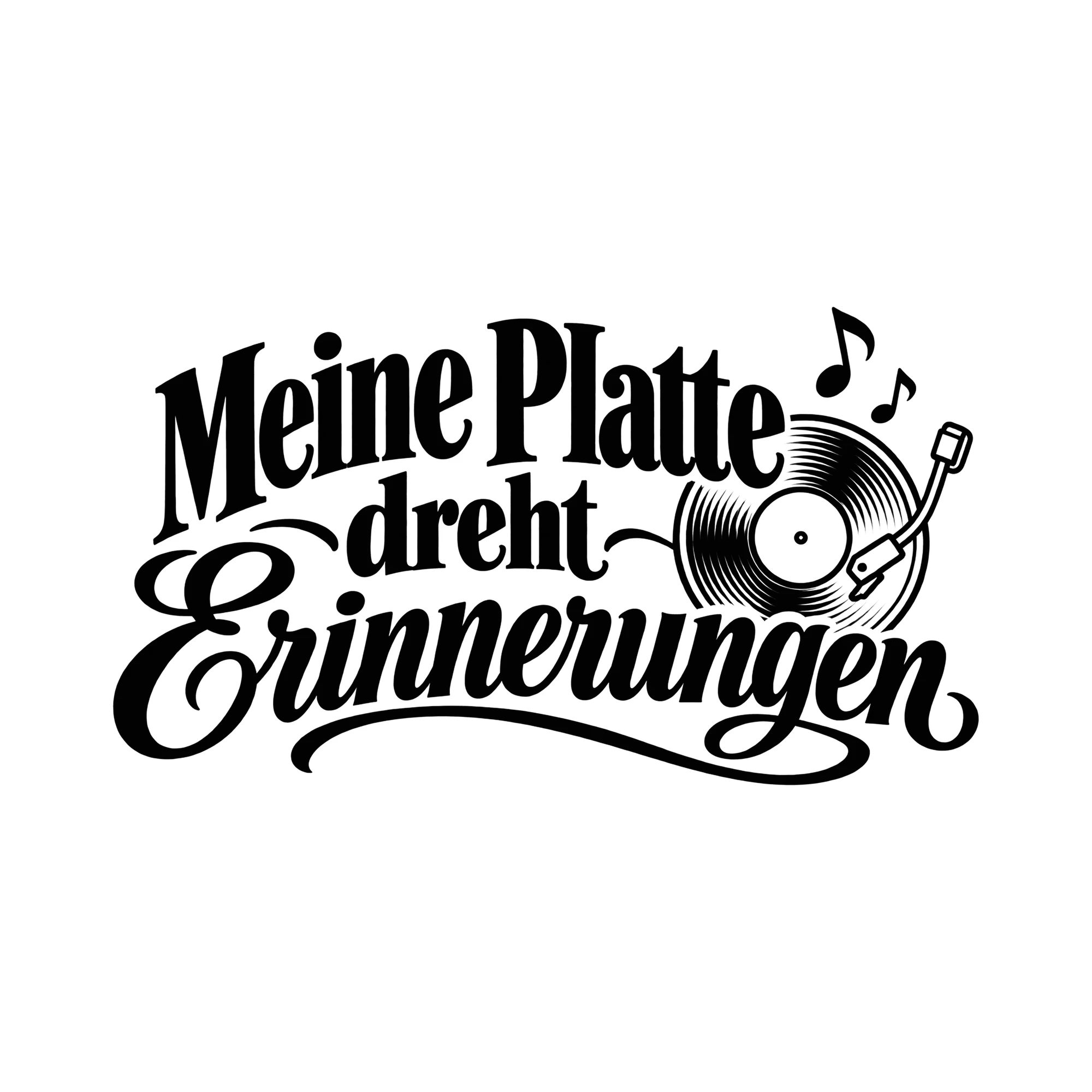 Bügelbild Meine Platte dreht Erinnerungen als Grafik auf weißem Hintergrund (BB012240)