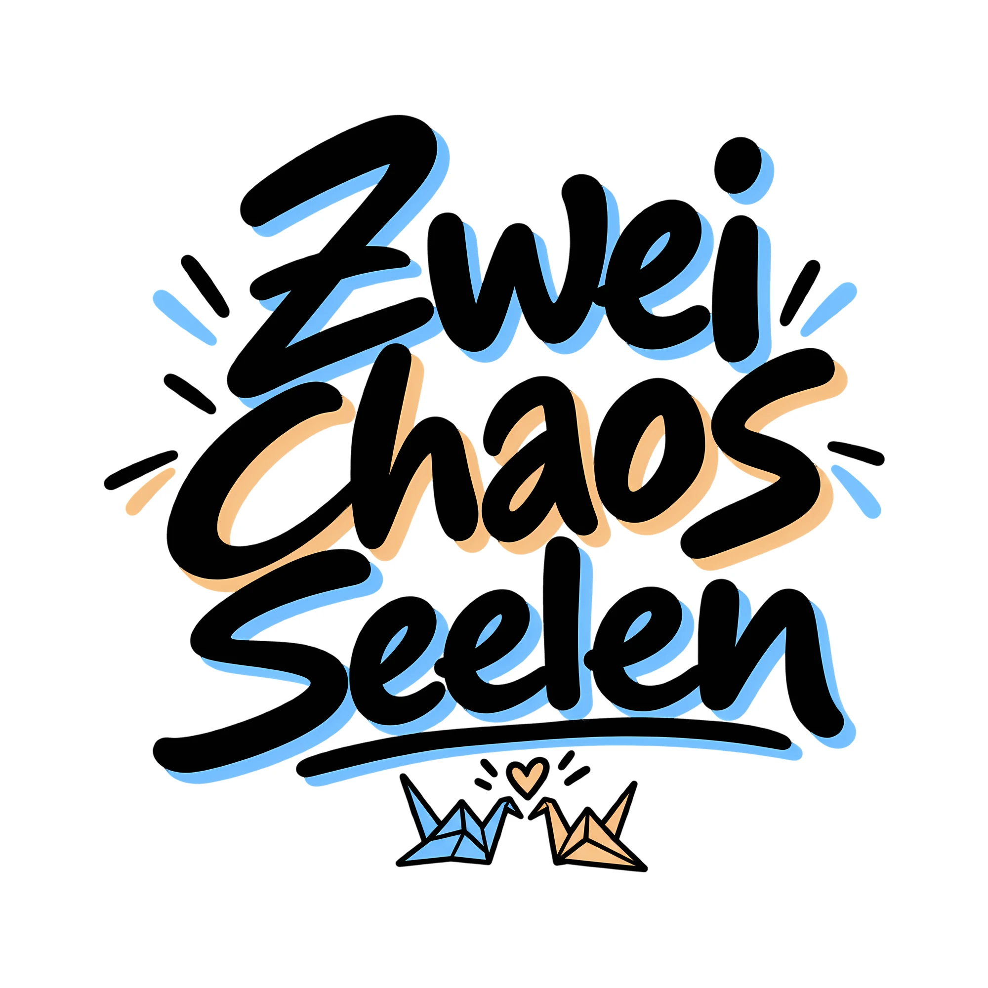 Bügelbild Zwei Chaos Seelen als Grafik auf weißem Hintergrund (BB013423)