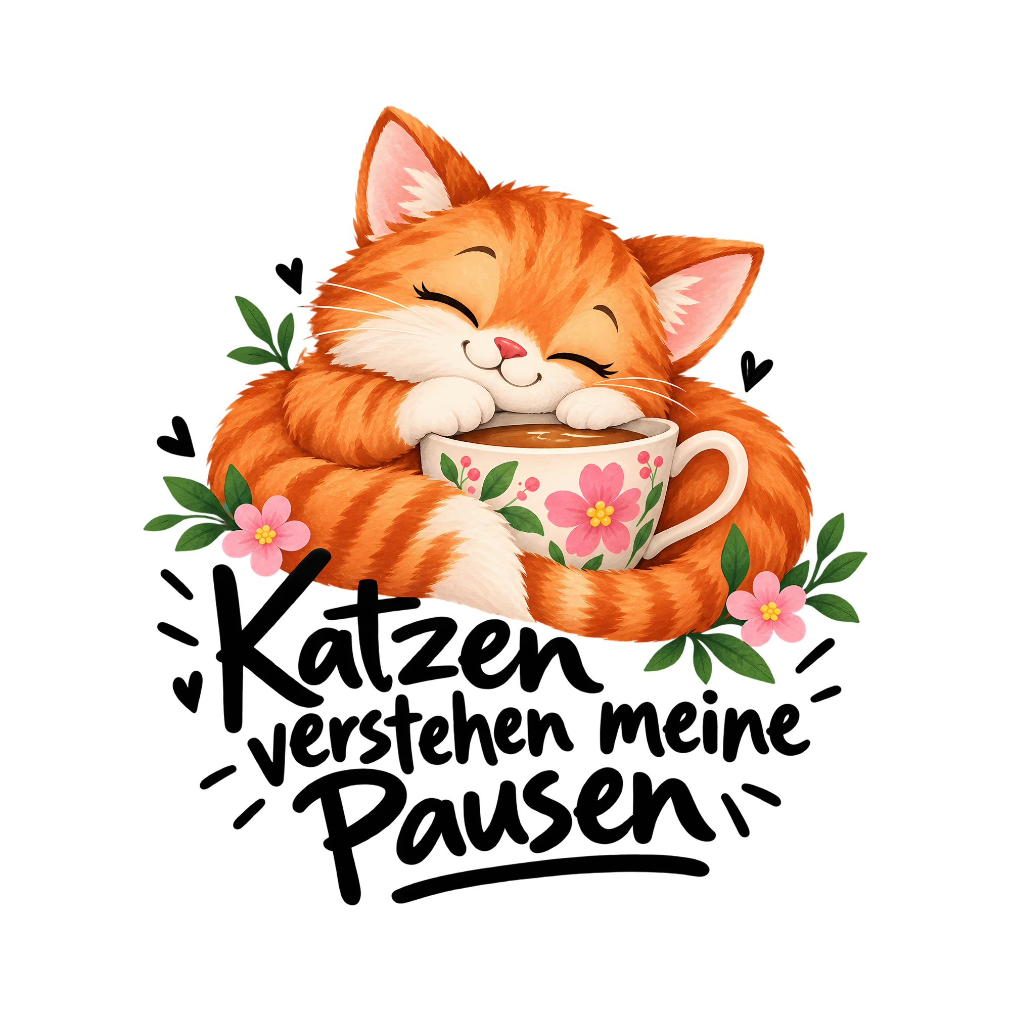 Bügelbild Katzen verstehen meine Pausen als Grafik auf weißem Hintergrund (BB012941)