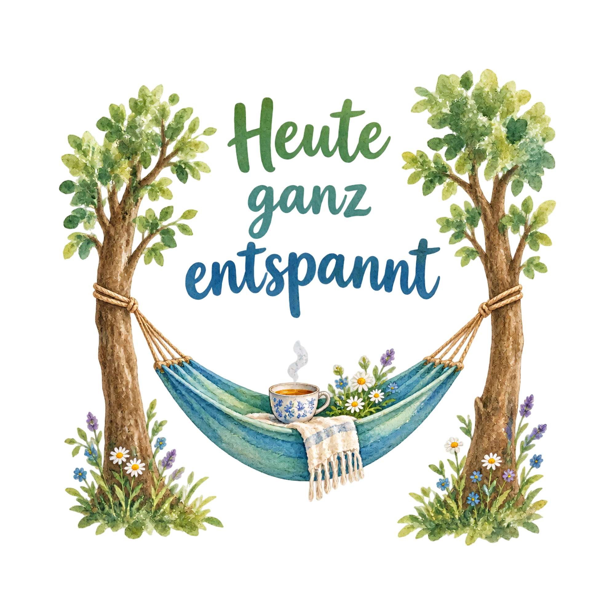 Bügelbild Heute ganz entspannt als Grafik auf weißem Hintergrund (BB018611)