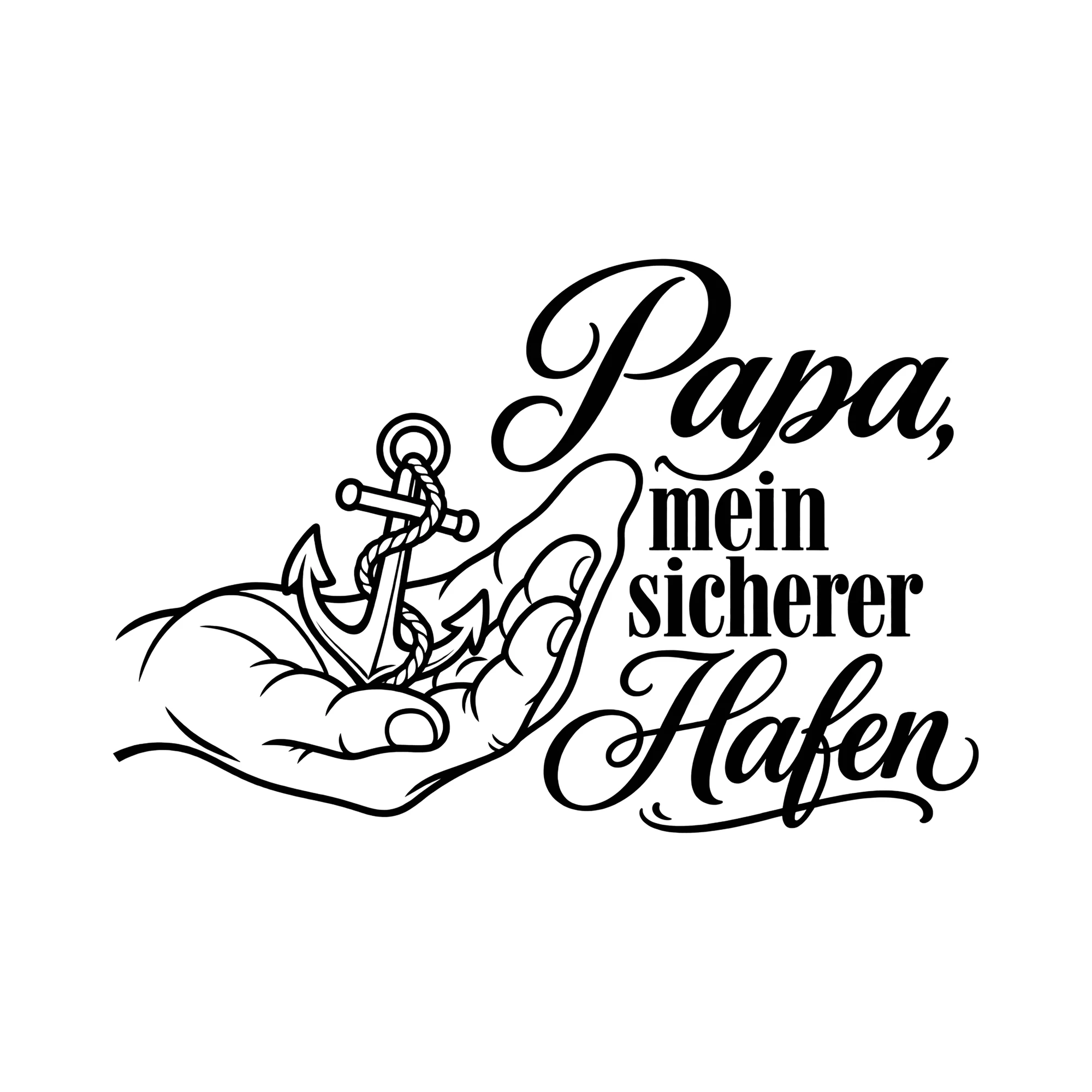 Bügelbild Papa, mein sicherer Hafen als Grafik auf weißem Hintergrund (BB012421)