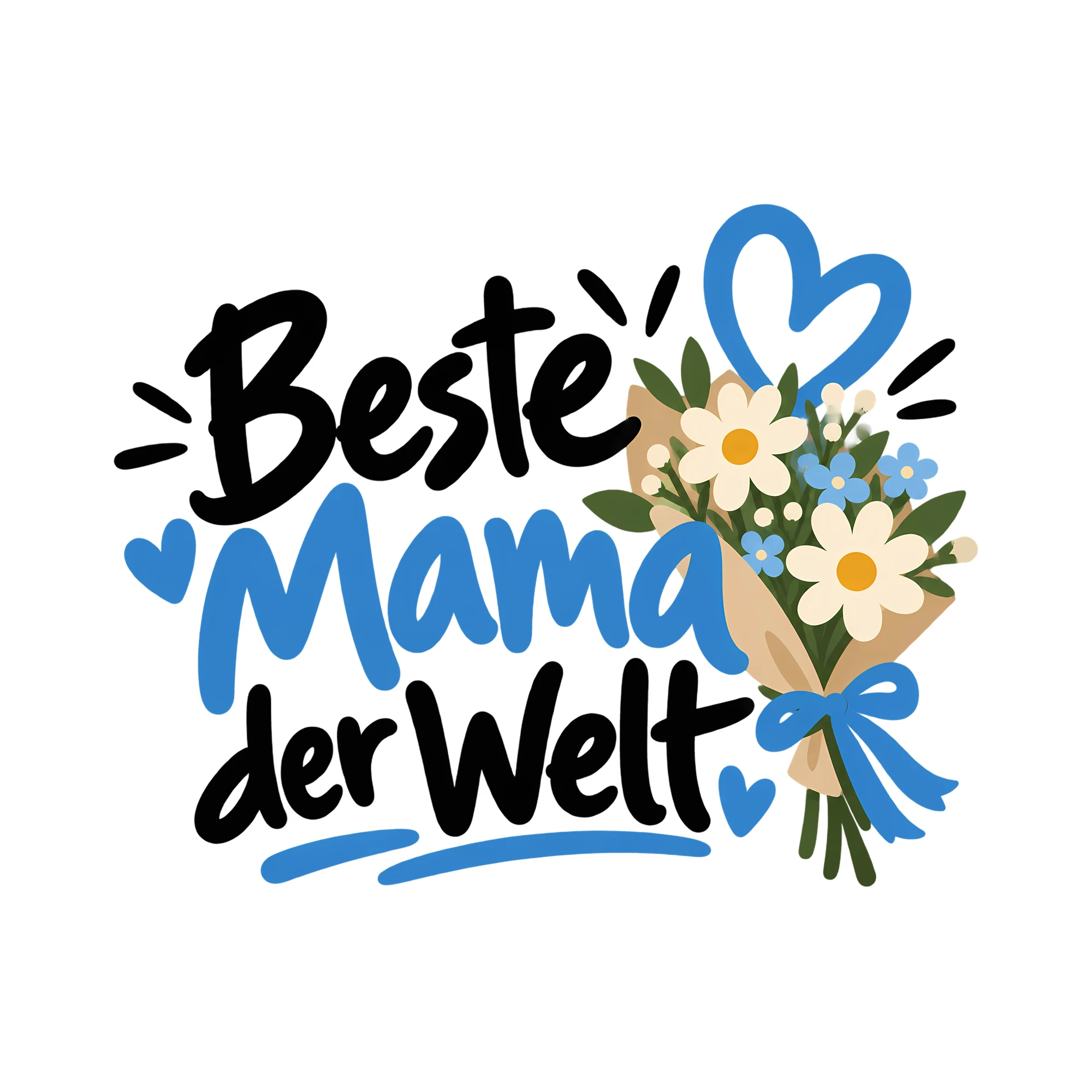 Bügelbild Beste Mama der Welt als Grafik auf weißem Hintergrund (BB012375)