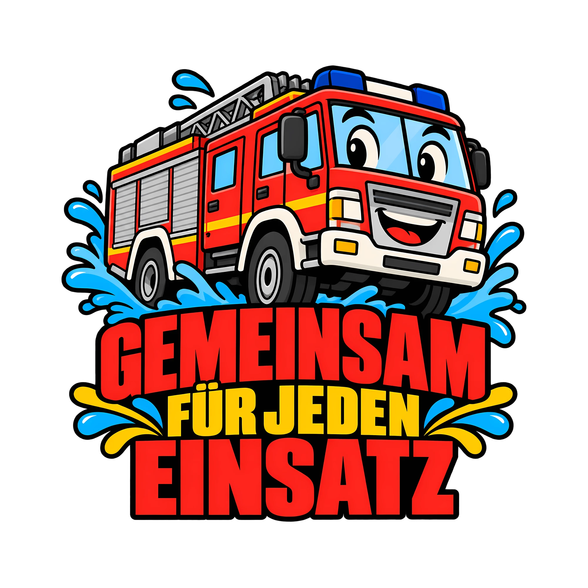 Bügelbild GEMEINSAM FÜR JEDEN EINSATZ als Grafik auf weißem Hintergrund (BB011629)