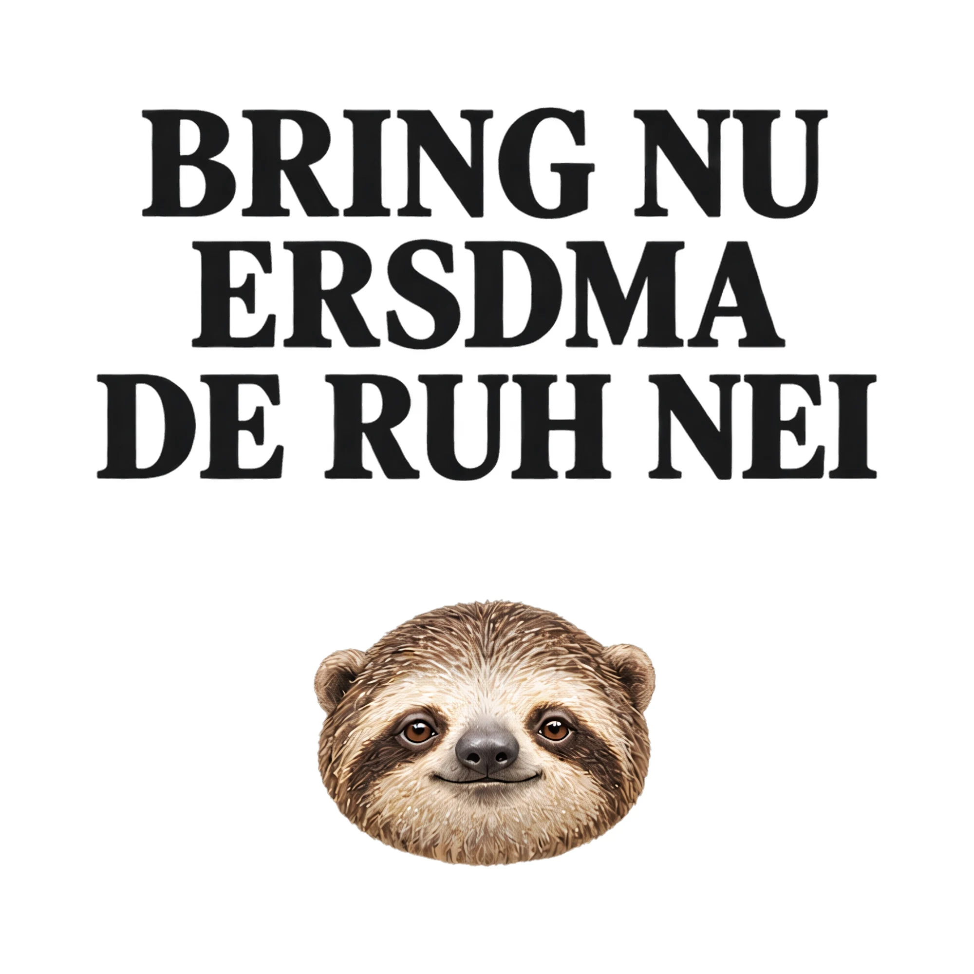 Bügelbild BRING NU ERSDMA DE RUH NEI als Grafik auf weißem Hintergrund (BB021234)