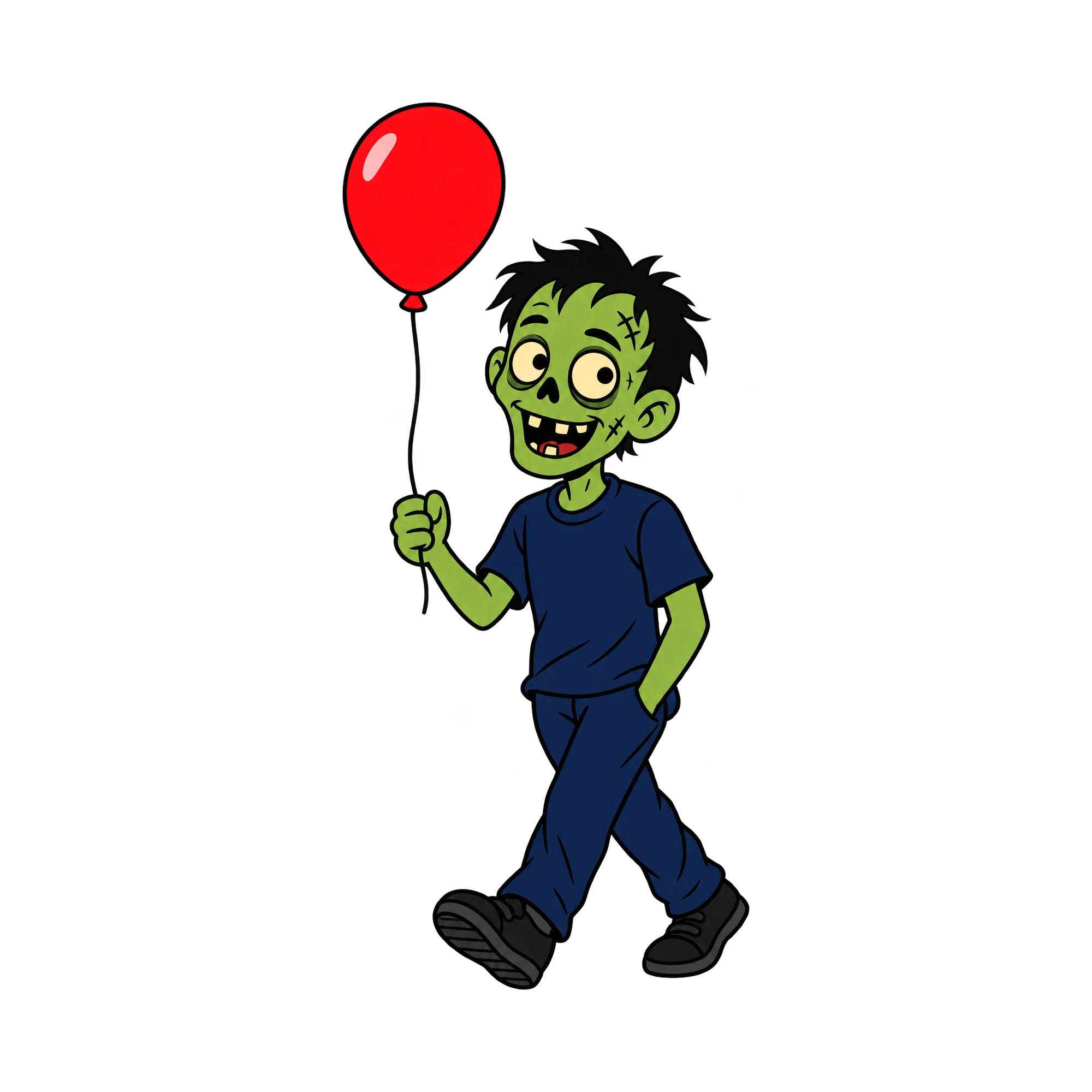 Bügelbild Zombie Luftballon, Halloween Shirt Motiv als Grafik auf weißem Hintergrund (BB014861)