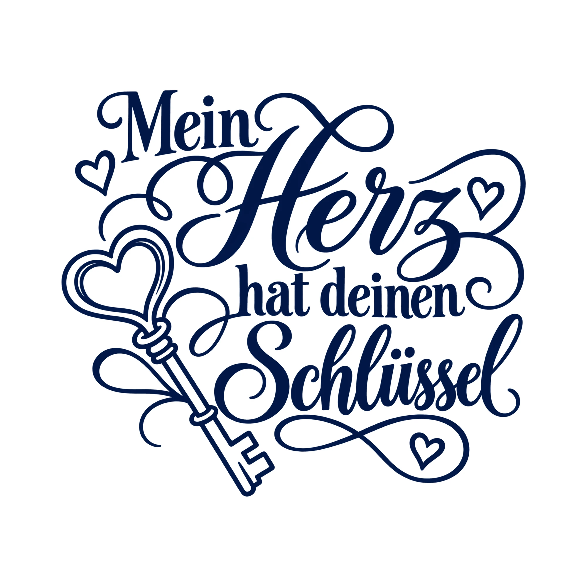 Bügelbild Mein Herz hat deinen Schlüssel als Grafik auf weißem Hintergrund (BB013562)