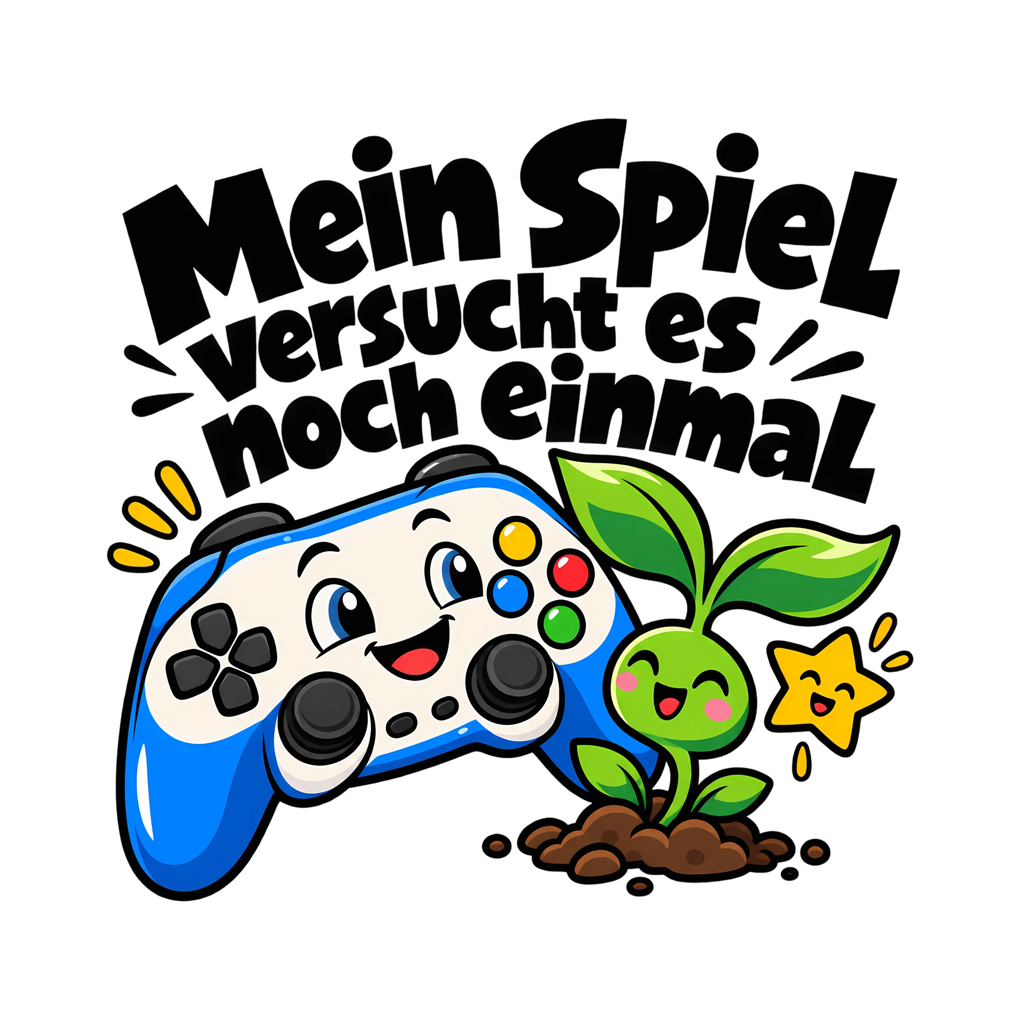 Bügelbild Mein Spiel versucht es noch einmal als Grafik auf weißem Hintergrund (BB013087)