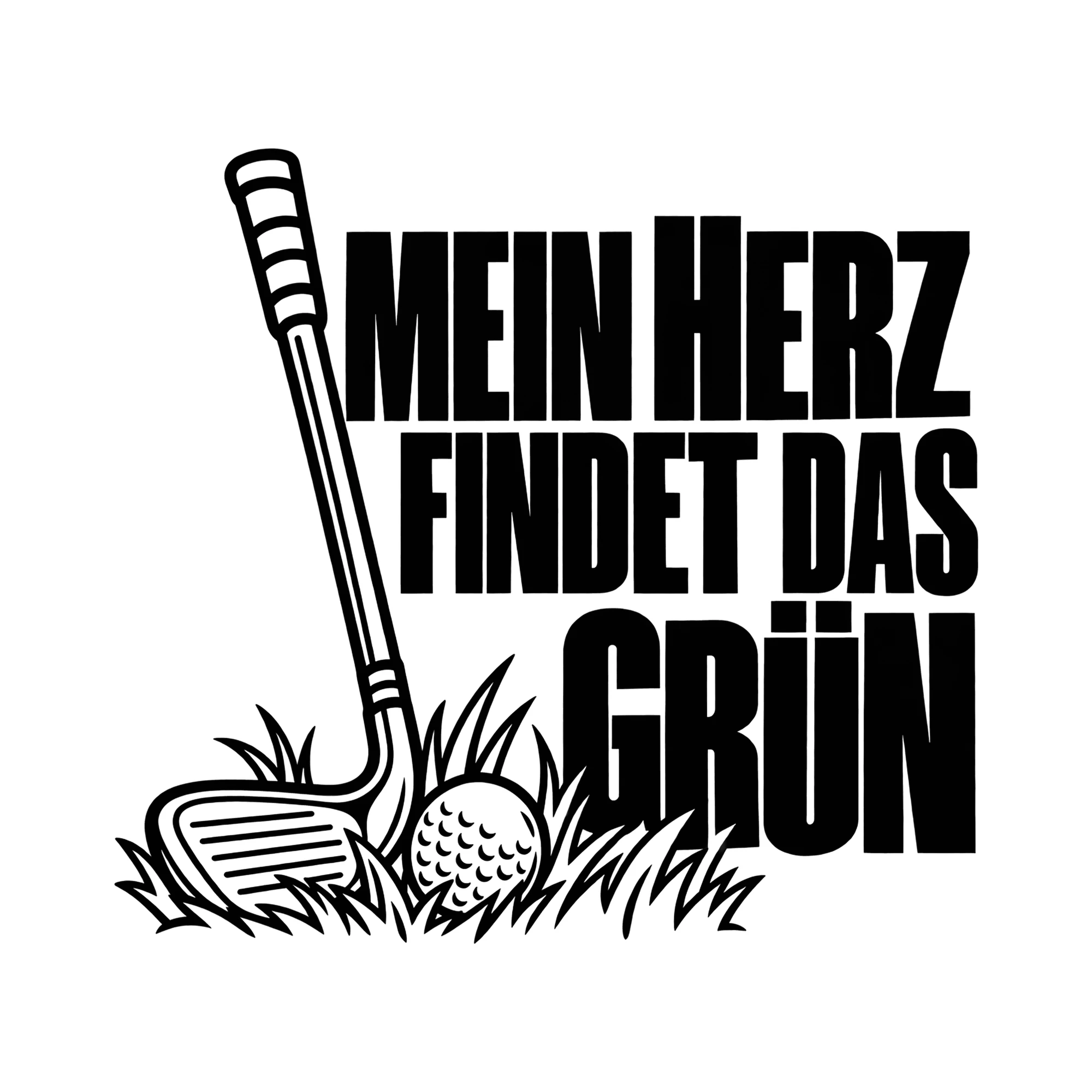 Bügelbild MEIN HERZ FINDET DAS GRÜN als Grafik auf weißem Hintergrund (BB013780)