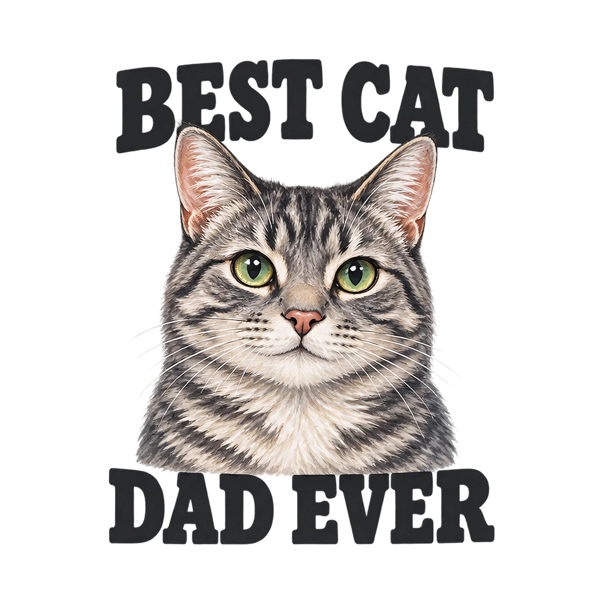 Bügelbild Best Cat Dad Ever, Mama Papa Shirt Spruch als Grafik auf weißem Hintergrund (BB017840)