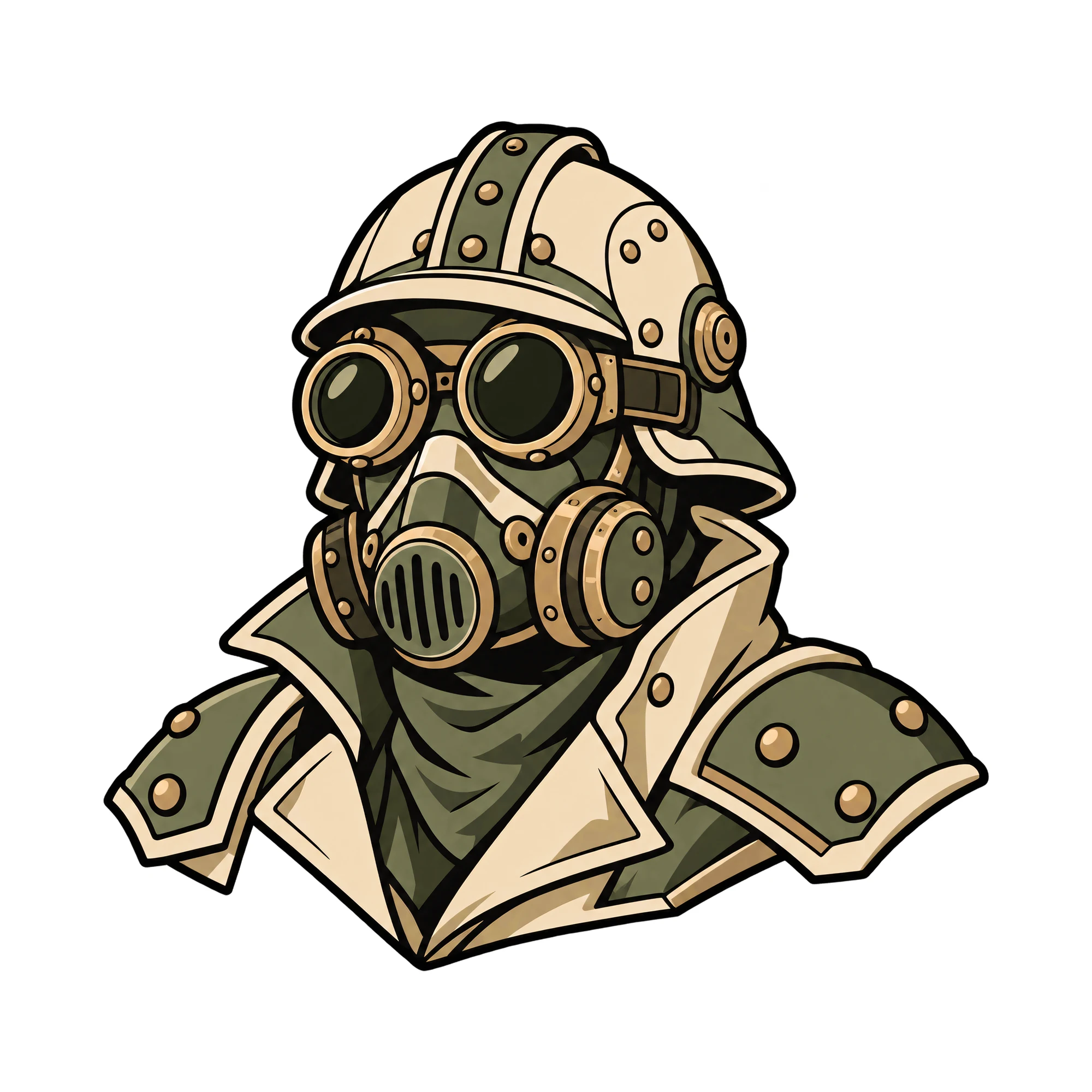 Bügelbild Steampunk Soldier, Lustiger Shirt Motiv als Grafik auf weißem Hintergrund (BB015315)