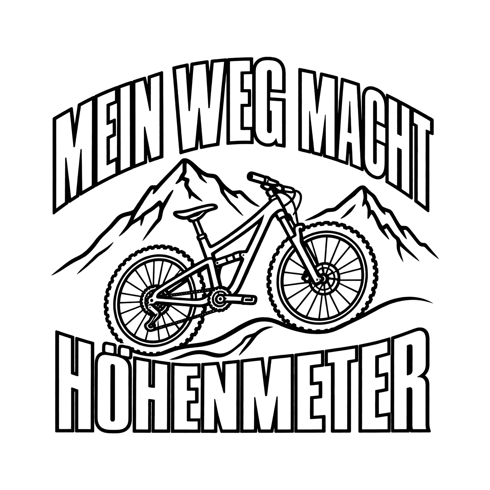 Bügelbild MEIN WEG MACHT HÖHENMETER als Grafik auf weißem Hintergrund (BB013270)