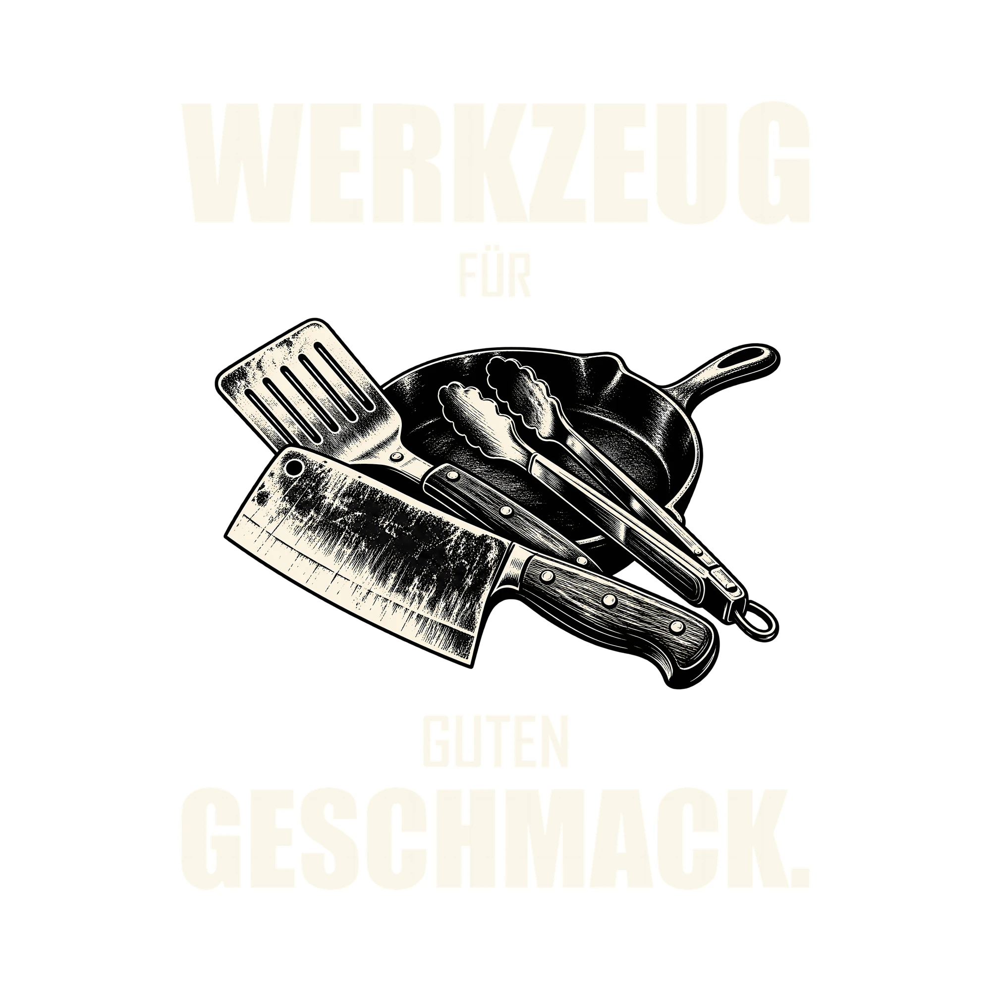 Bügelbild WERKZEUG FÜR GUTEN GESCHMACK. als Grafik auf weißem Hintergrund (BB012046)